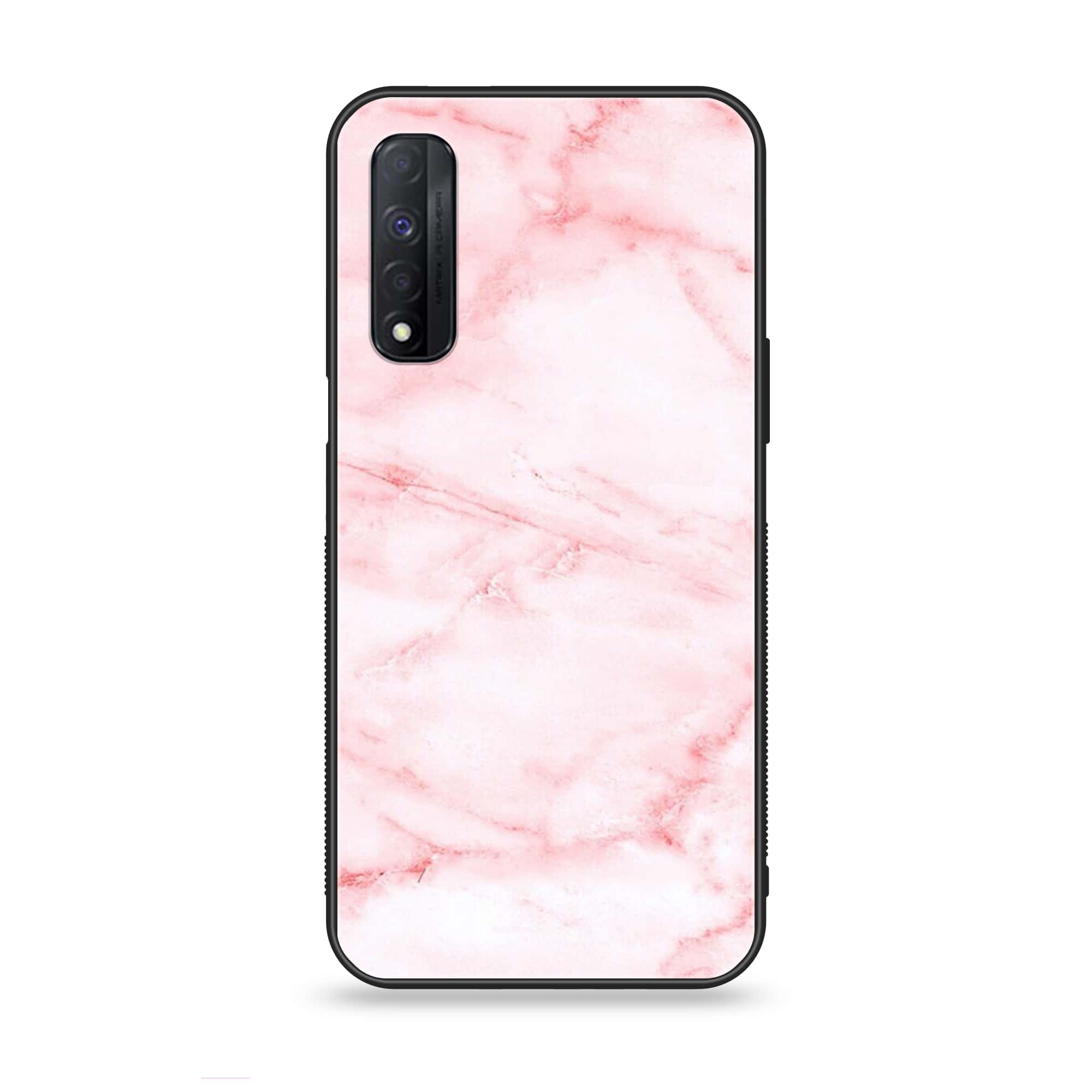Realme Narzo 30 - Pink Marble Series - Premium Printed Glass soft Bumper shock Proof Case