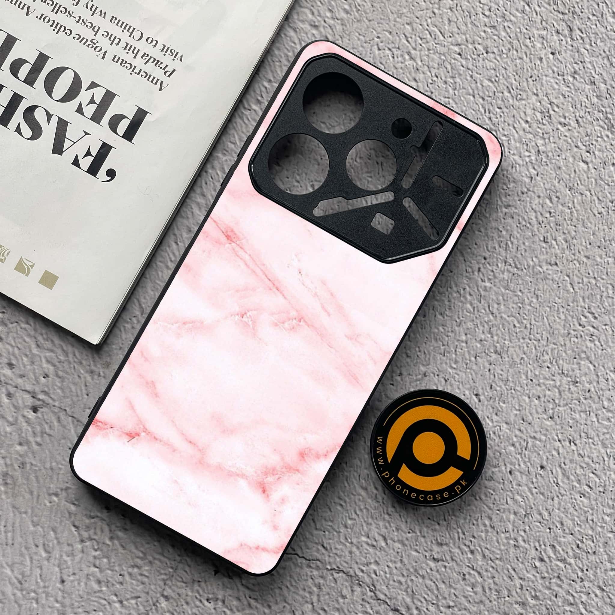 Tecno Pova 6 Neo - Pink Marble Series - Premium Metal  Printed soft Bumper shock Proof Case
