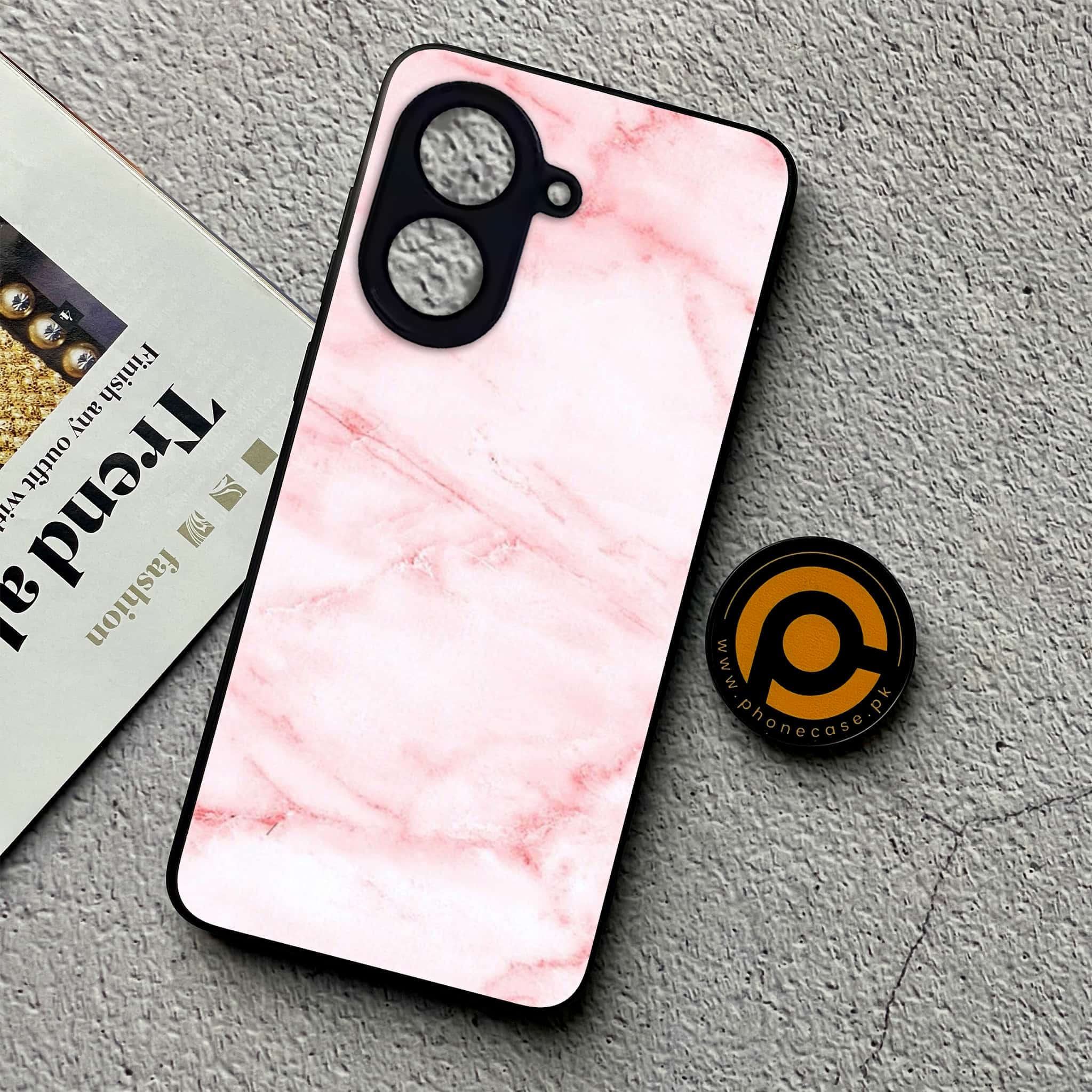 Xiaomi Redmi A5 - Pink Marble Series - Premium Metal Printed soft Bumper shock Proof Case