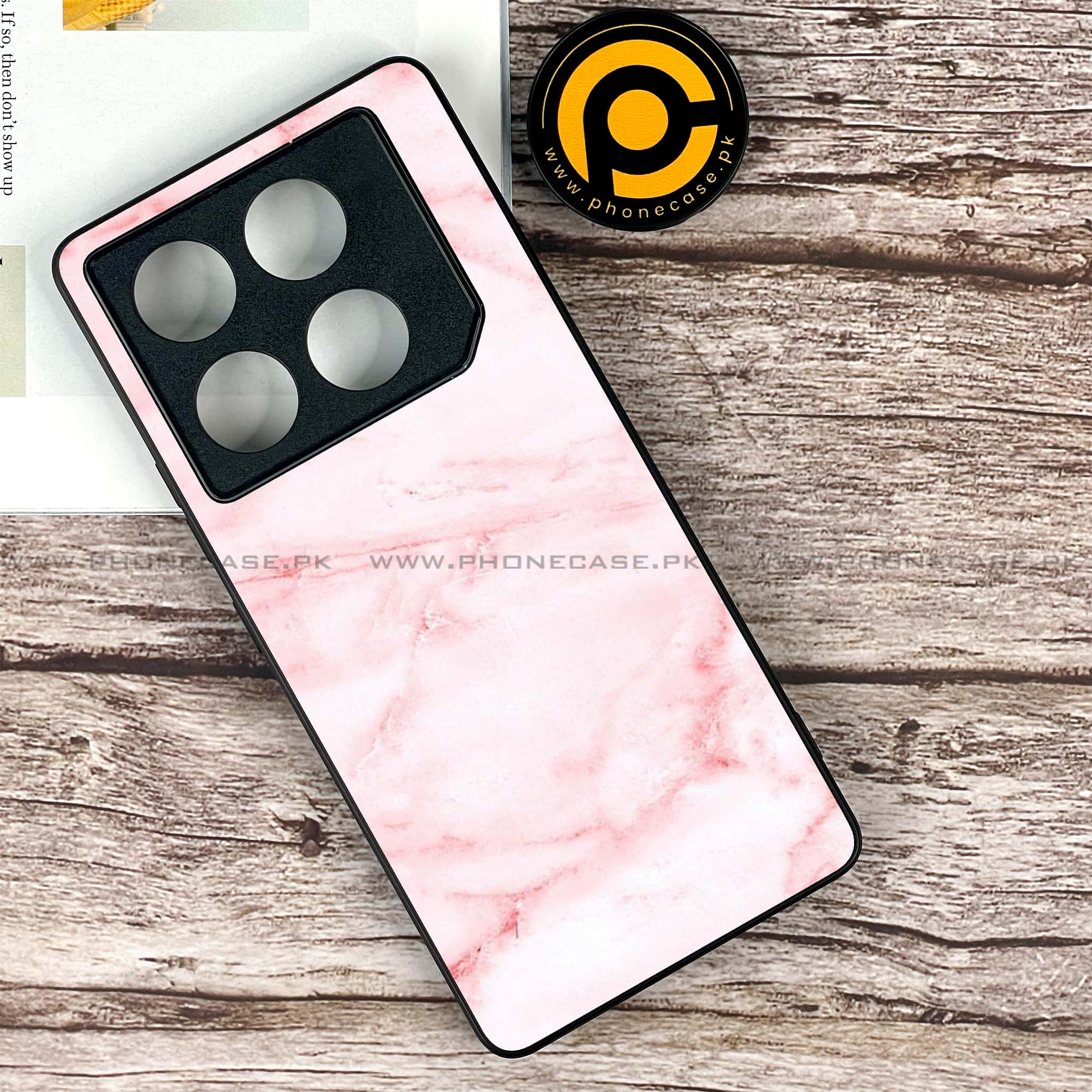 Infinix GT 20 Pro - Pink Marble Series - Premium Printed Glass soft Bumper shock Proof Case