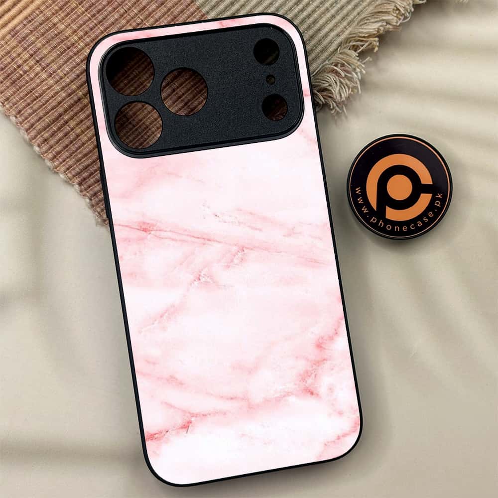 iPhone 17 Pro Max - Pink Marble Series - Premium Metal Printed soft Bumper shock Proof Case