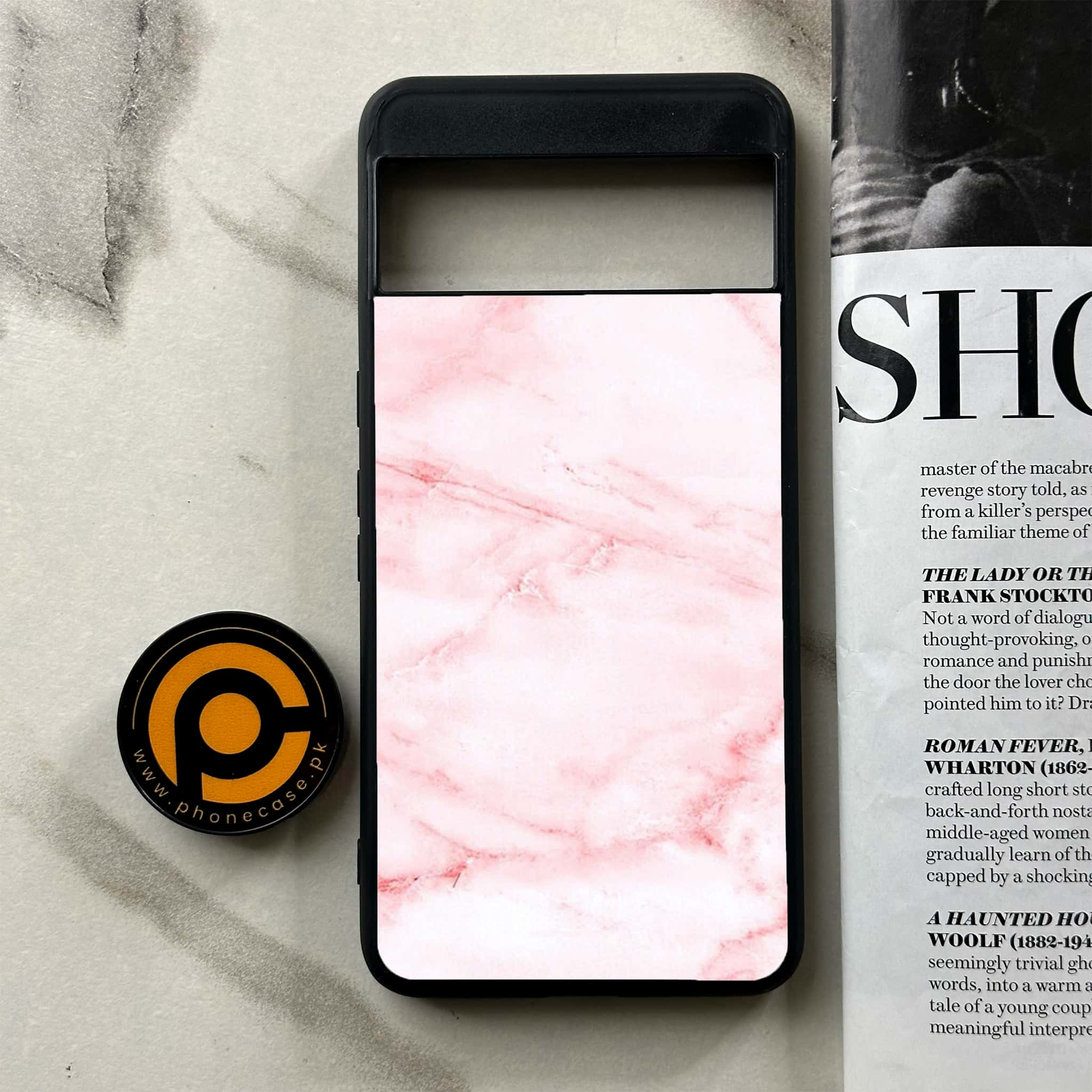 Google Pixel 8 Pro - Pink Marble Series - Premium Printed Glass soft Bumper shock Proof Case