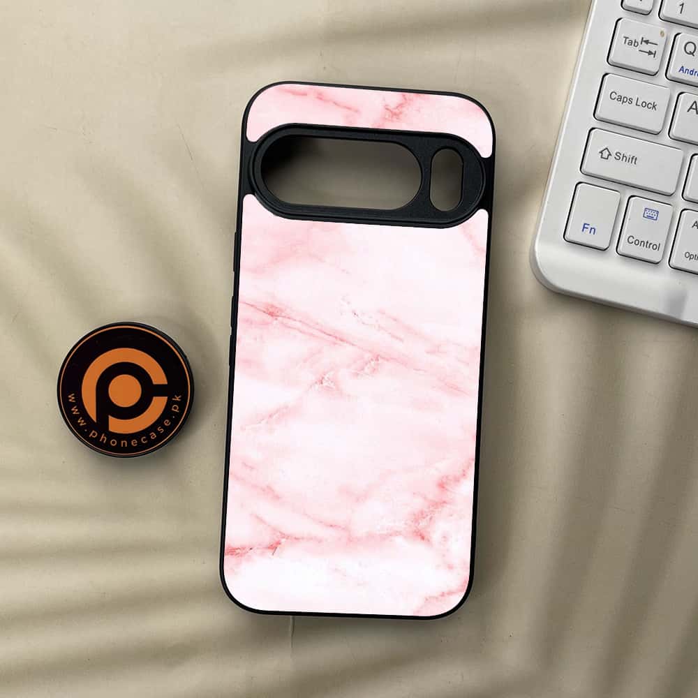 Google Pixel 10  - Pink Marble Series - Premium Metal Printed soft Bumper Shockof Case