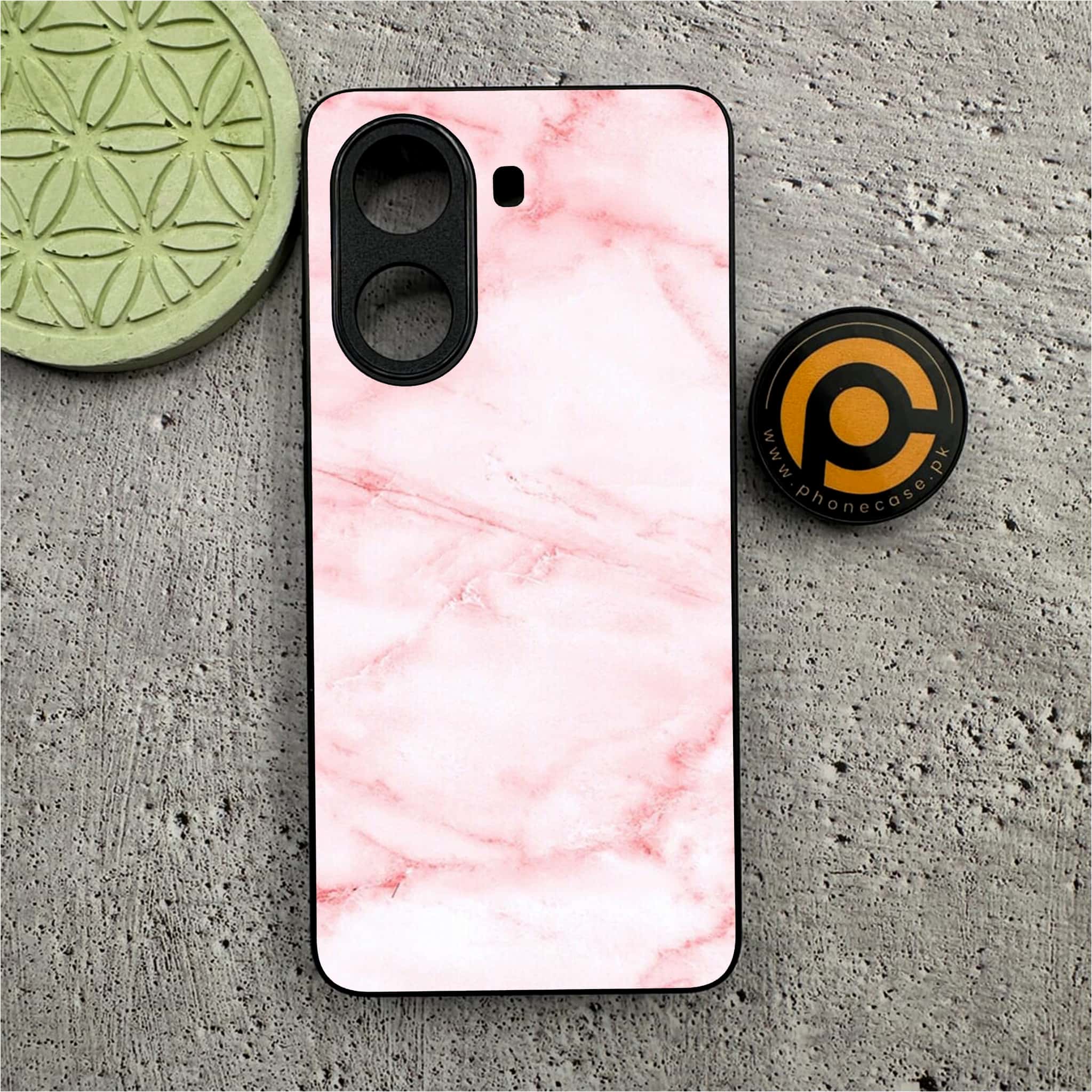 Xiaomi Poco X7 Pro 5G - Pink Marble Series - Premium Metal Printed soft Bumper shock Proof Case