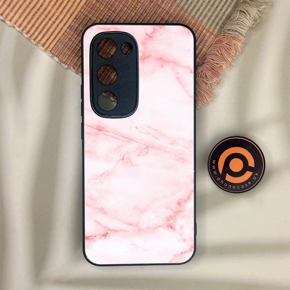 Tecno Spark 40 Pro Plus - Pink Marble Series - Premium Metal Printed soft Bumper shock Proof Case