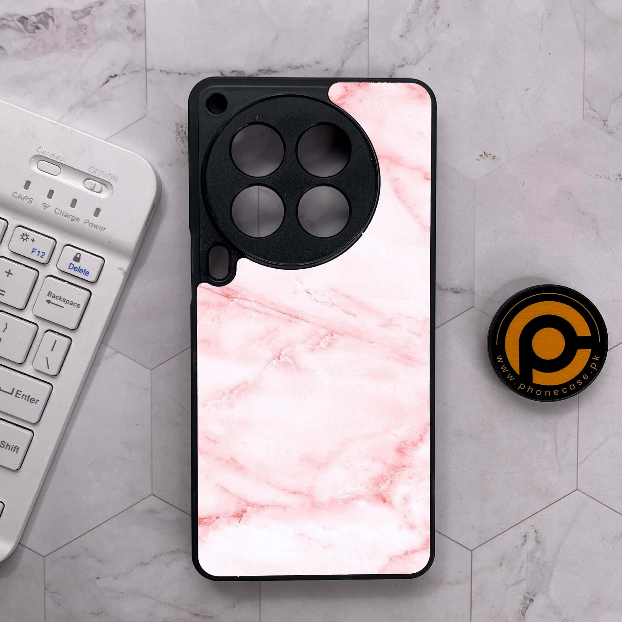 Tecno Camon 30 Premier - Pink Marble Series - Premium Metal Printed soft Bumper shock Proof Case