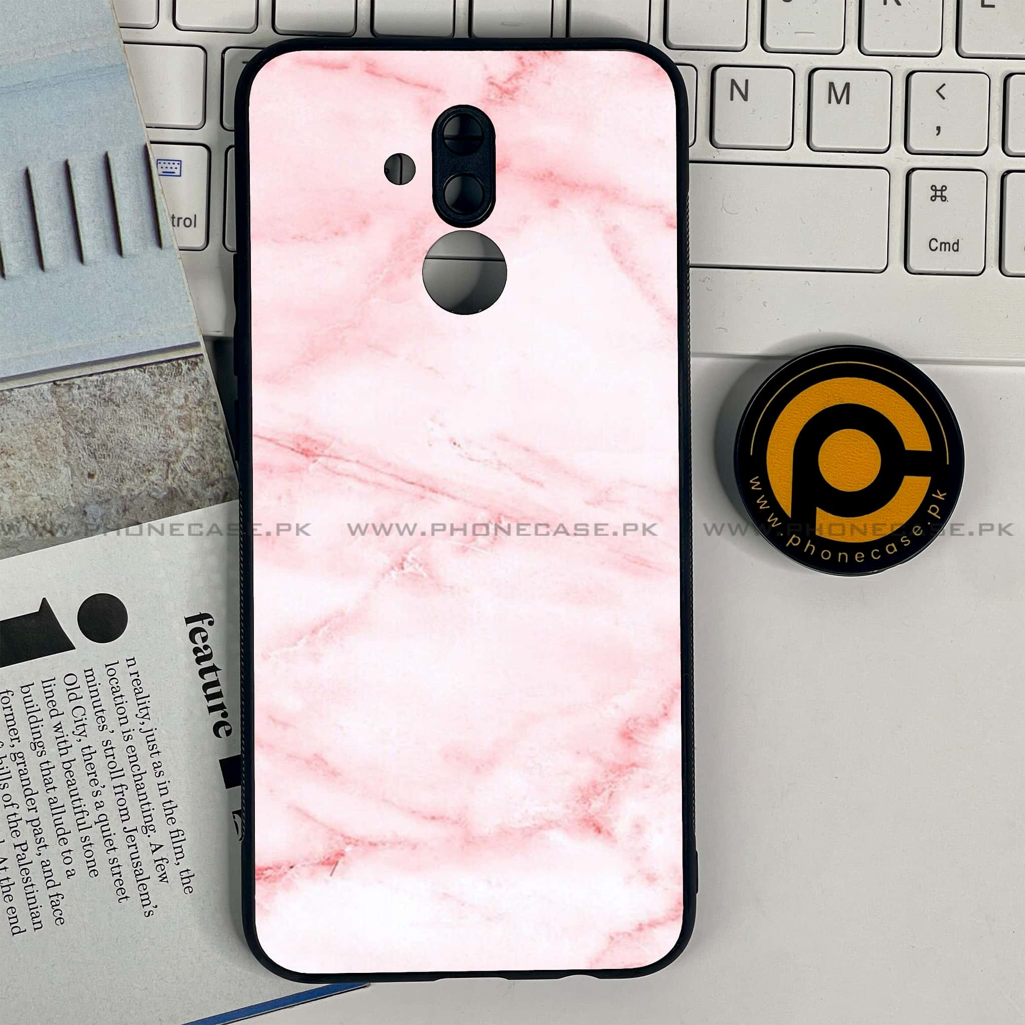 Huawei Mate 20 Lite - Pink Marble Series - Premium Printed Glass soft Bumper shock Proof Case