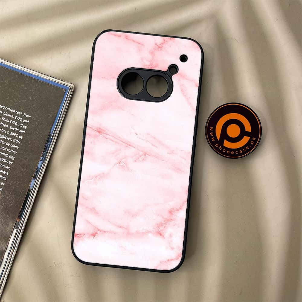Nothing Phone (2a) - Pink Marble Series - Premium Metal Printed soft Bumper Shock Proof Case