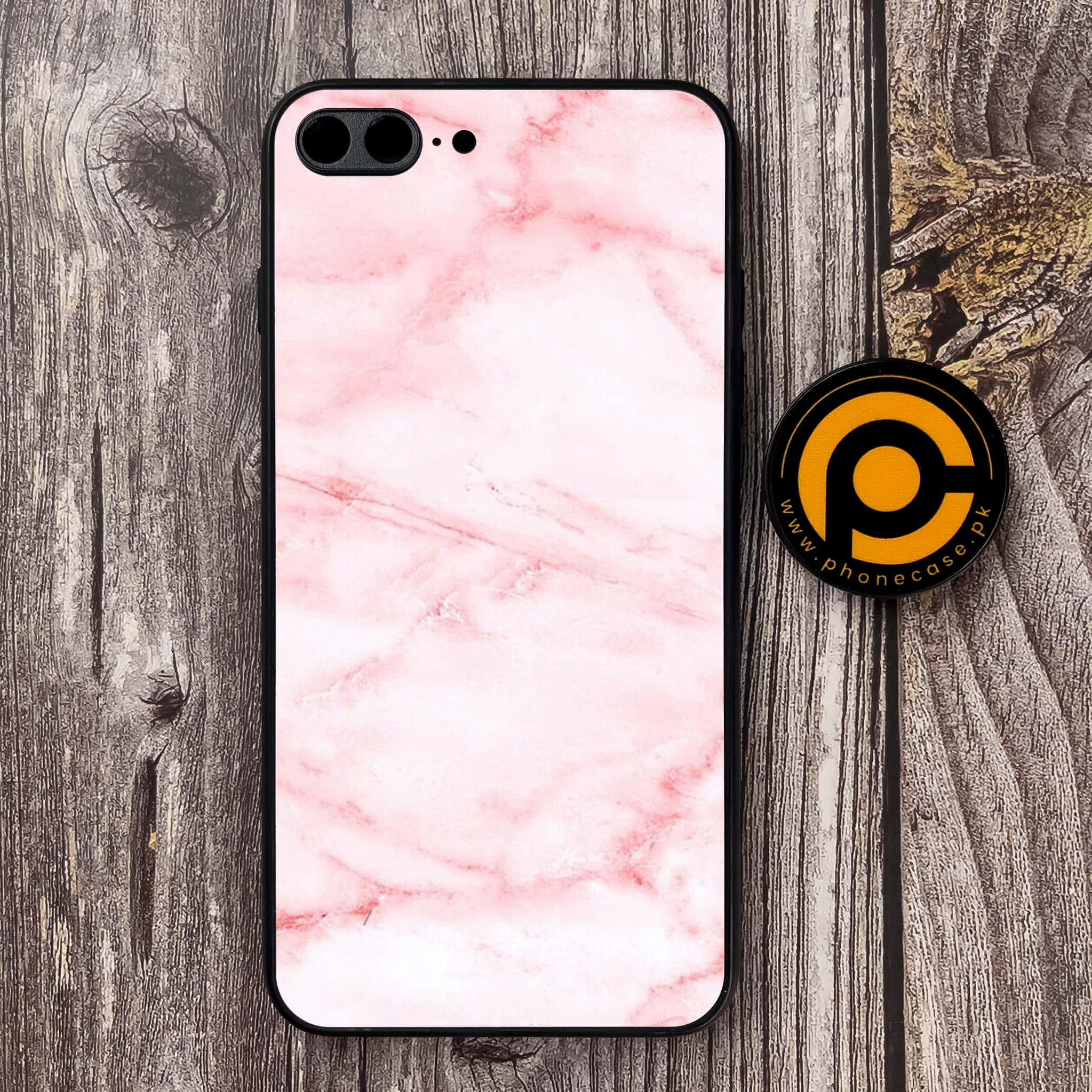 iPhone 7 Plus/ 8 Plus - Pink Marble Series - Premium Metal Printed soft Bumper shock Proof Case