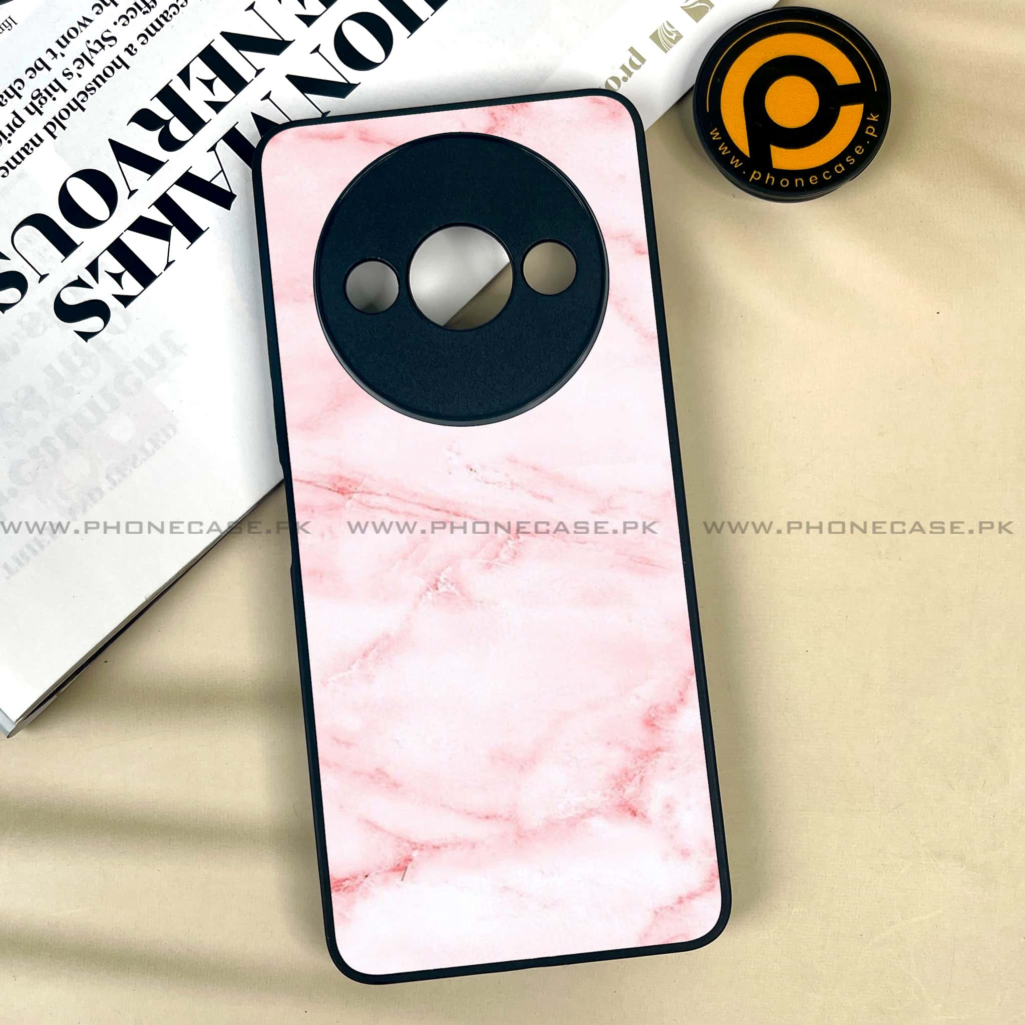 Xiaomi Redmi A3x - Pink Marble Series - Premium Printed Metal soft Bumper shock Proof Case