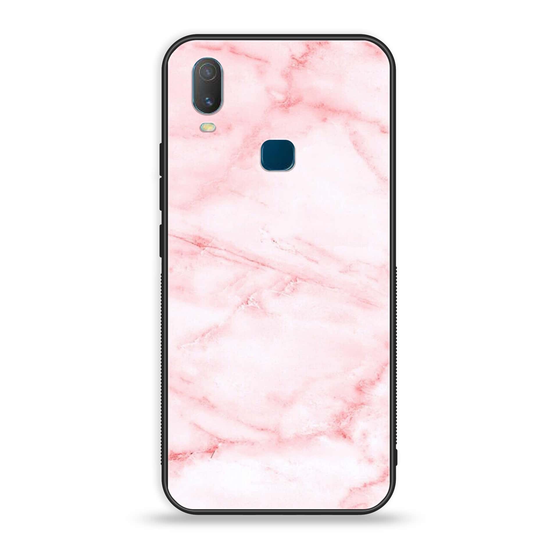 VIVO Y11 - Pink Marble Series - Premium Printed Glass soft Bumper shock Proof Case