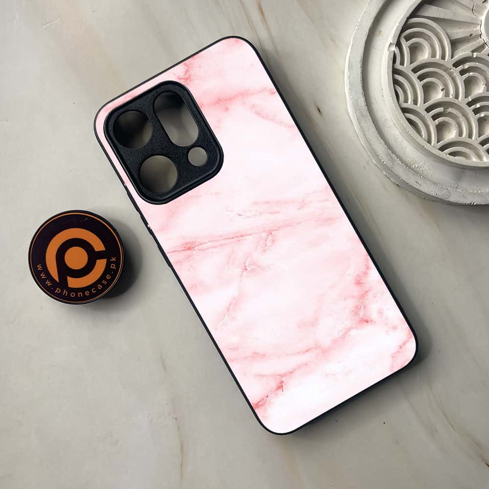Oppo Reno 14 5G - Pink Marble Series - Premium Metal Printed soft Bumper shock Proof Case