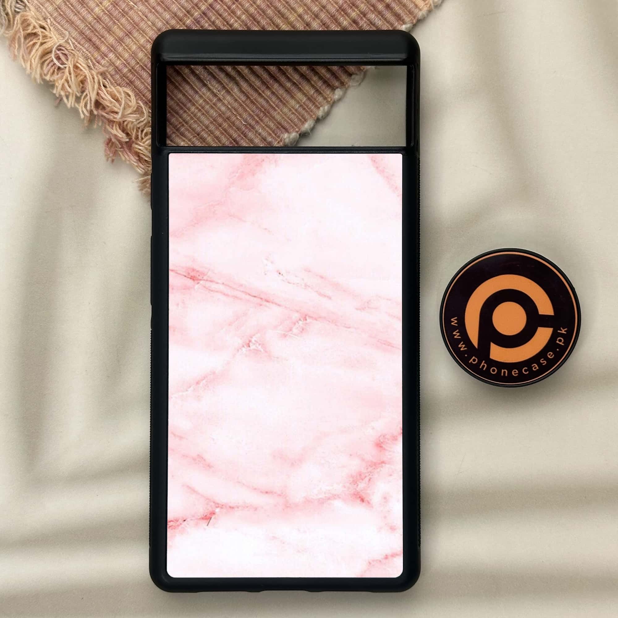 Google Pixel 6 - Pink Marble Series - Premium Metal Printed soft Bumper Shock Proof Case