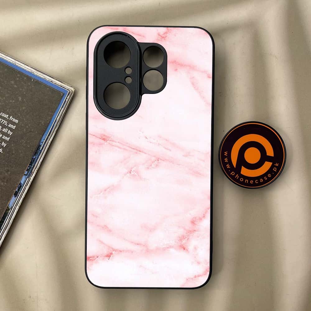 Vivo X200 FE - Pink Marble Series - Premium Metal Printed soft Bumper Shock Proof Case