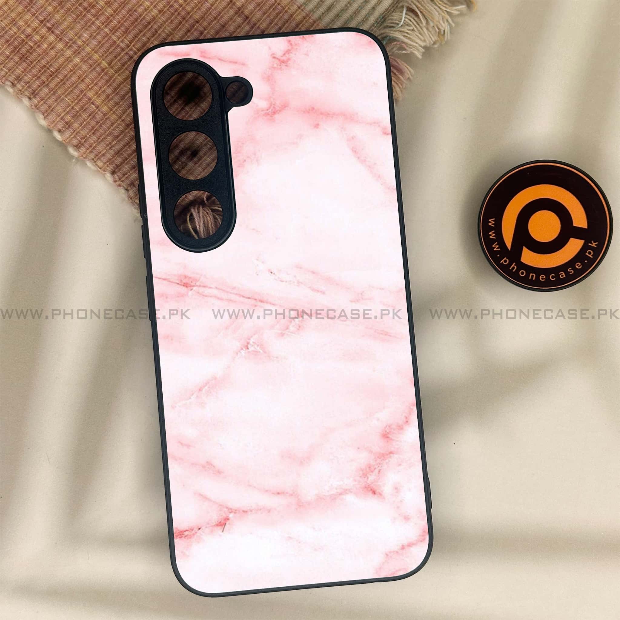 Tecno Spark 40 Pro - Pink Marble Series - Premium Metal Printed soft Bumper shock Proof Case