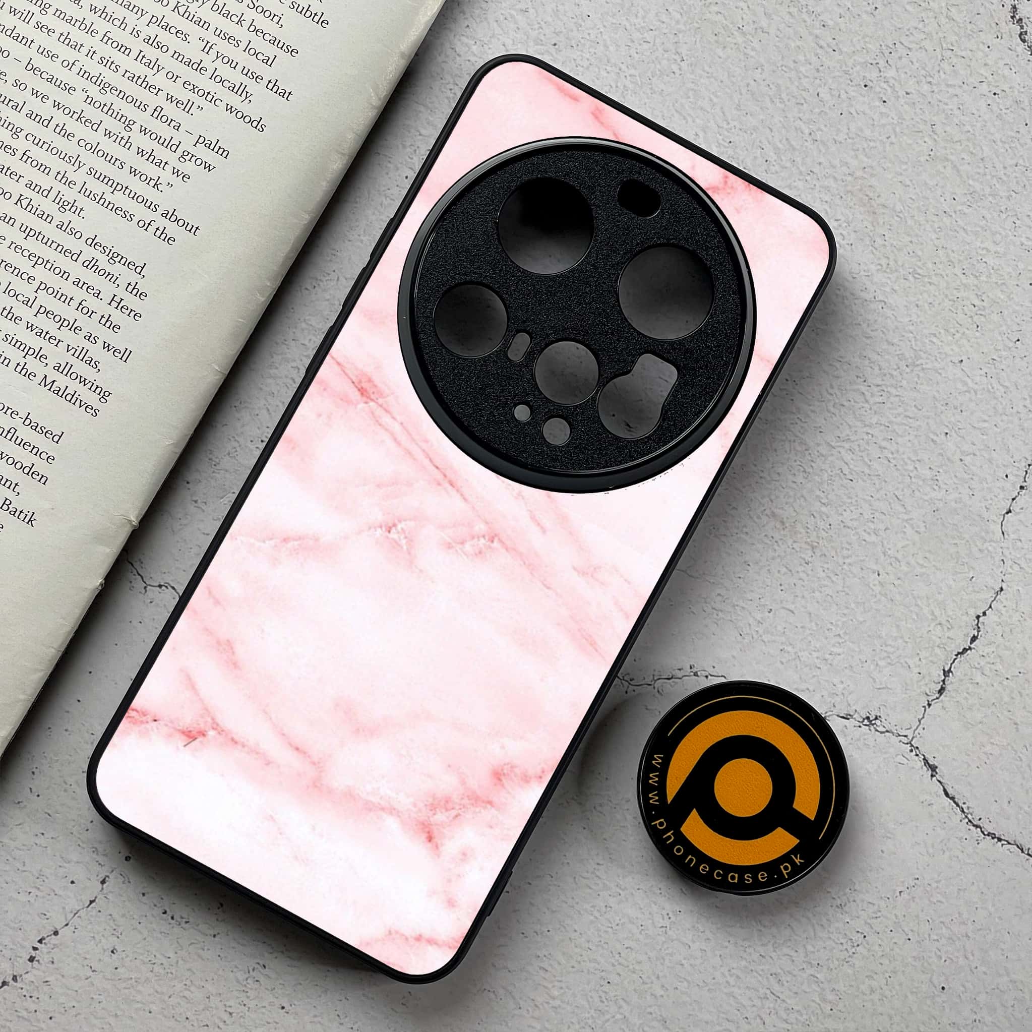 Xiaomi 15 Ultra - Pink Marble Series - Premium Metal Printed Soft Bumper Shockproof Case