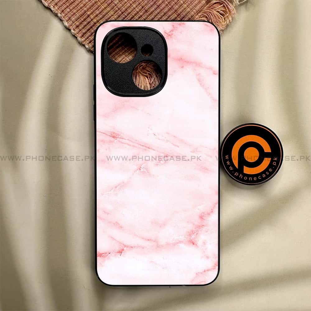 Tecno Spark 40C - Pink Marble Series - Premium Metal Printed soft Bumper shock Proof Case