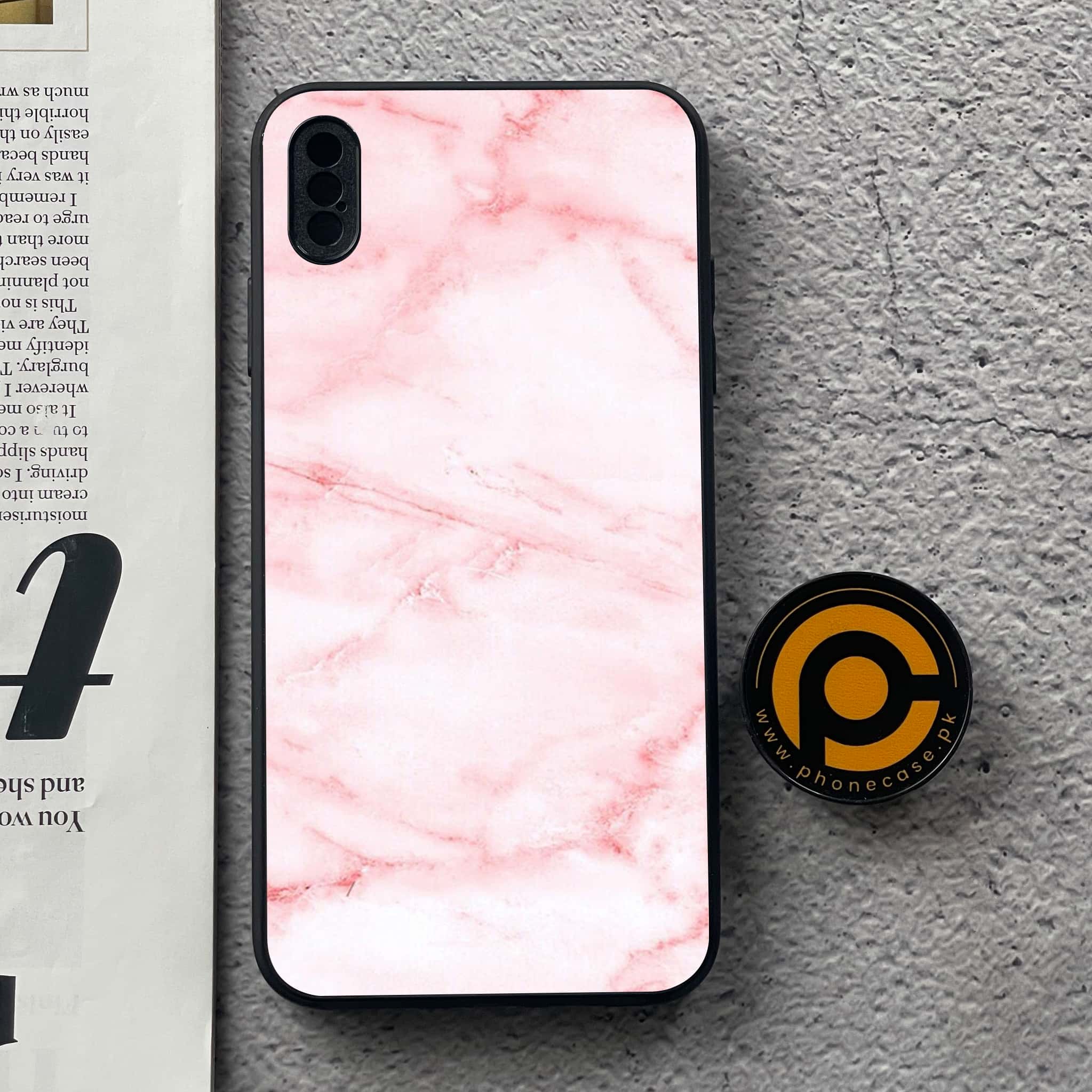 iPhone Xs Max - Pink Marble Series - Premium Metal Printed soft Bumper shock Proof Case