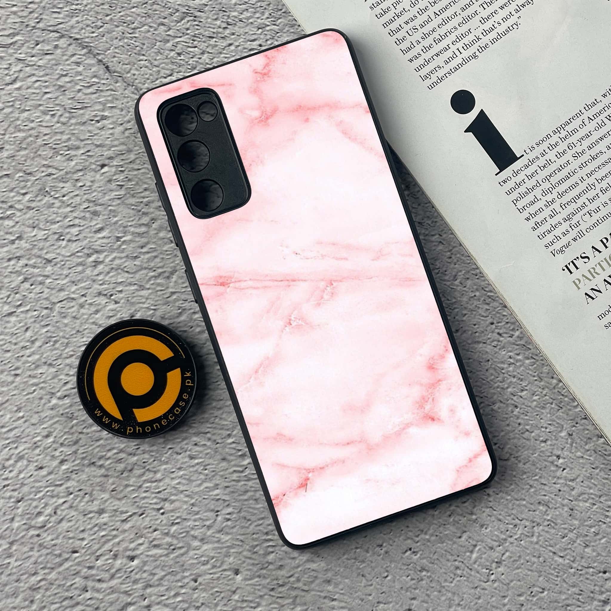 Galaxy S20 FE - Pink Marble Series - Premium Printed Glass soft Bumper shock Proof Case