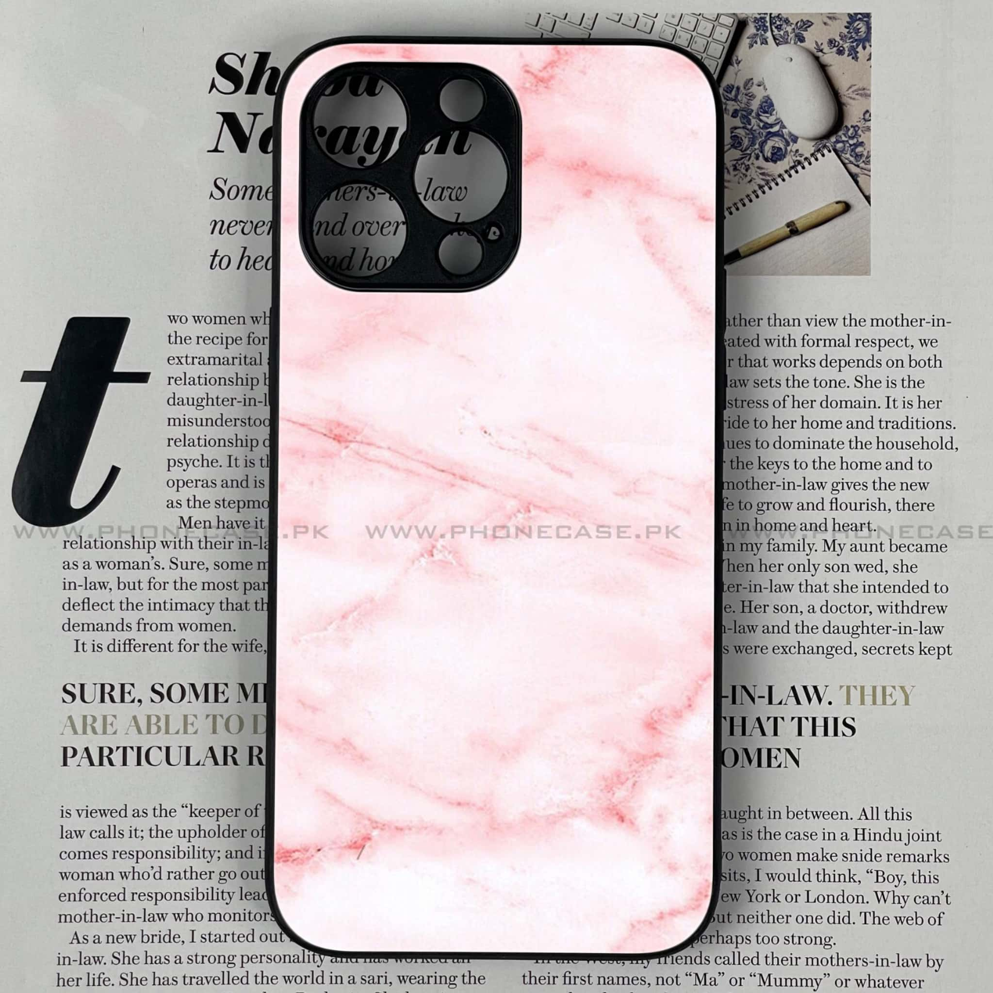 iPhone 14 Pro Max - Pink Marble Series - Premium Printed Glass soft Bumper shock Proof Case