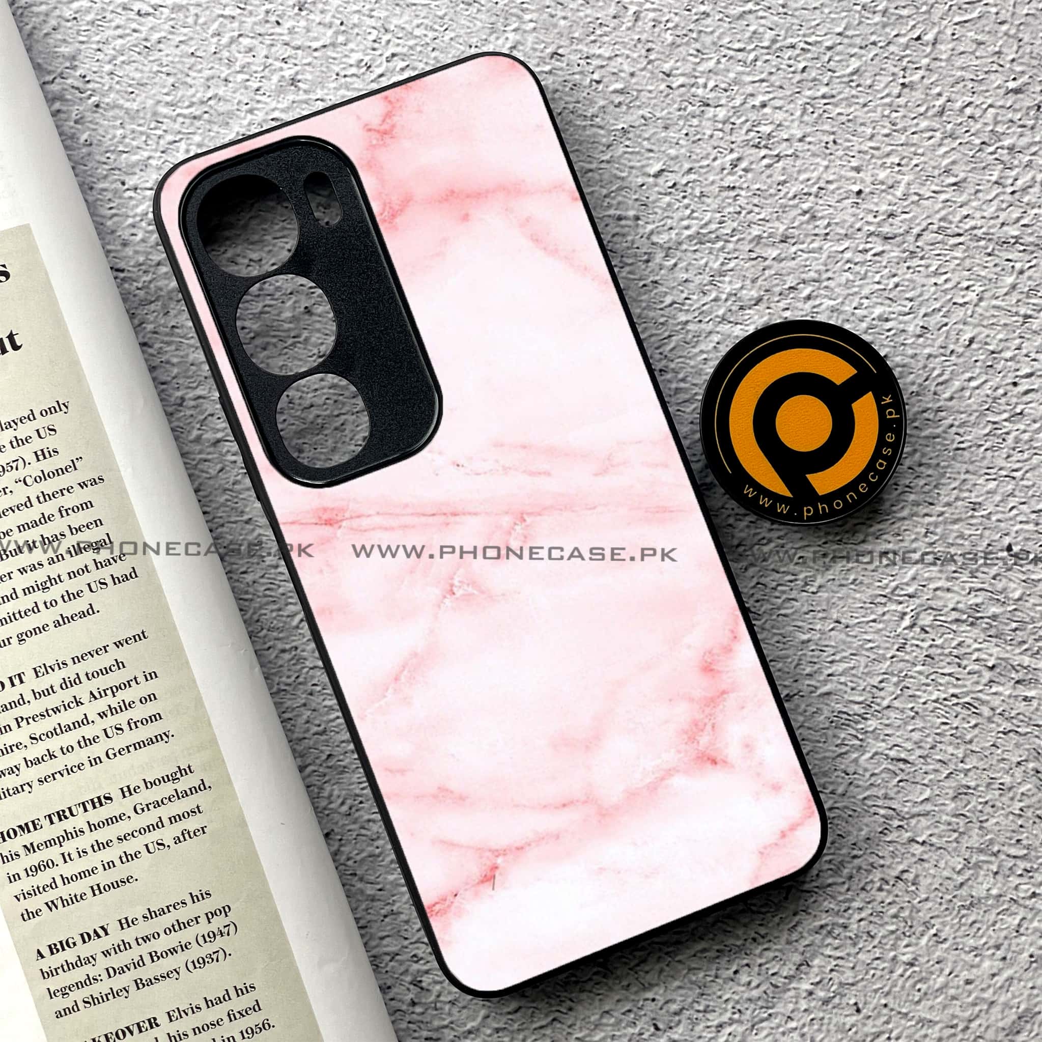 Vivo Y19s Pro - Pink Marble Series - Premium Metal Printed soft Bumper shock Proof Case