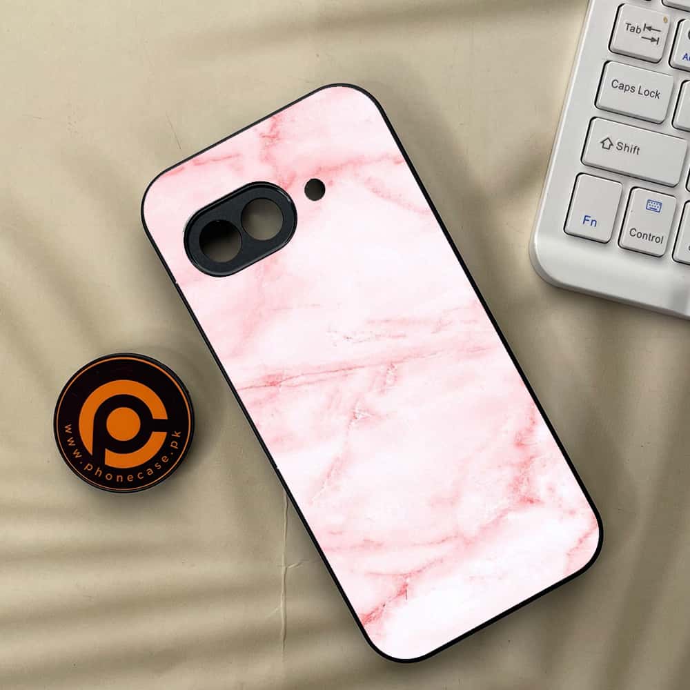 Google Pixel 9a - Pink Marble Series - Premium Metal Printed soft Bumper Shock Proof Case