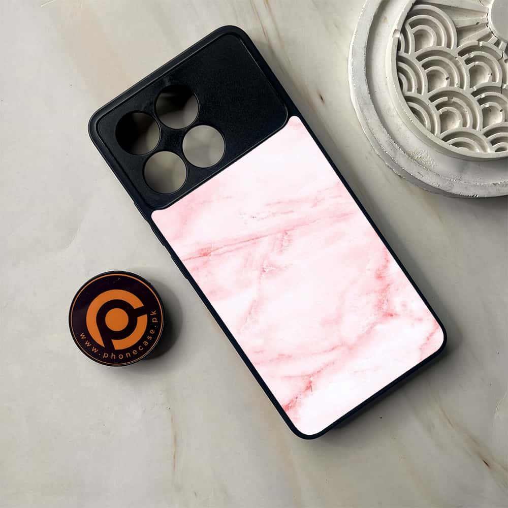 Xiaomi Poco F6 Pro - Pink Marble Series - Premium Metal Printed soft Bumper shock Proof Case