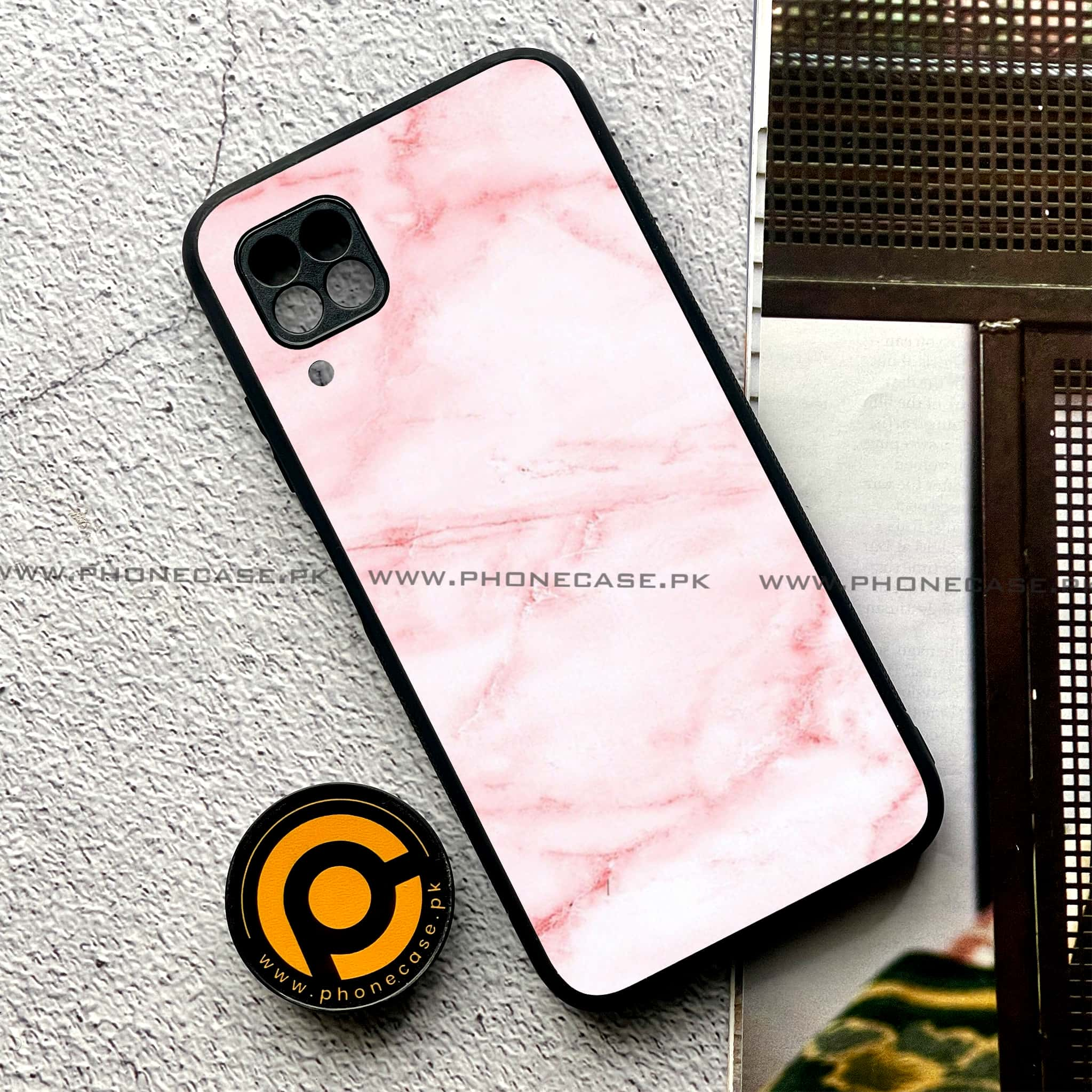 Huawei P40 Lite - Pink Marble Series - Premium Printed Glass soft Bumper shock Proof Case