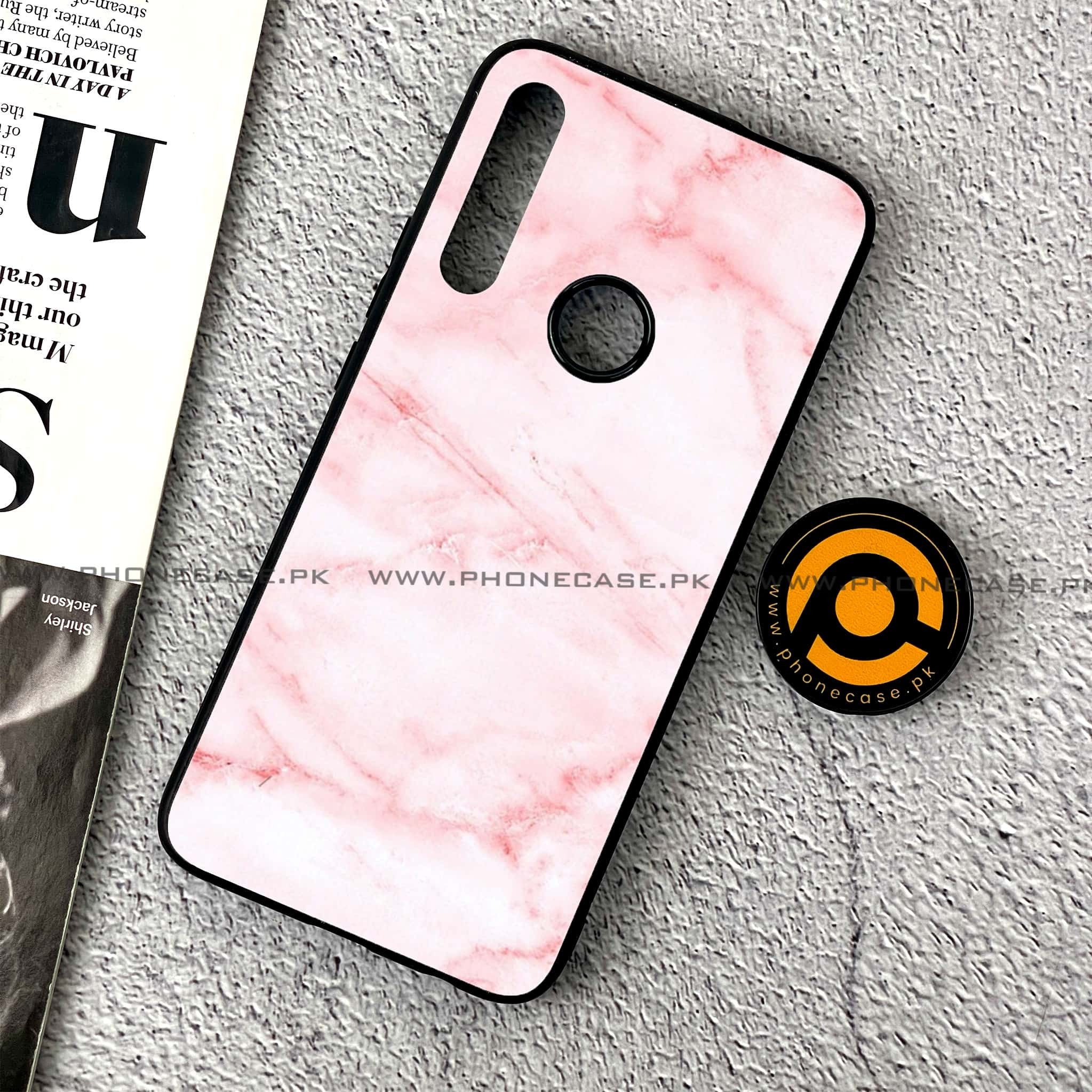 Huawei Y9 Prime (2019) - Pink Marble Series - Premium Printed Glass soft Bumper shock Proof Case