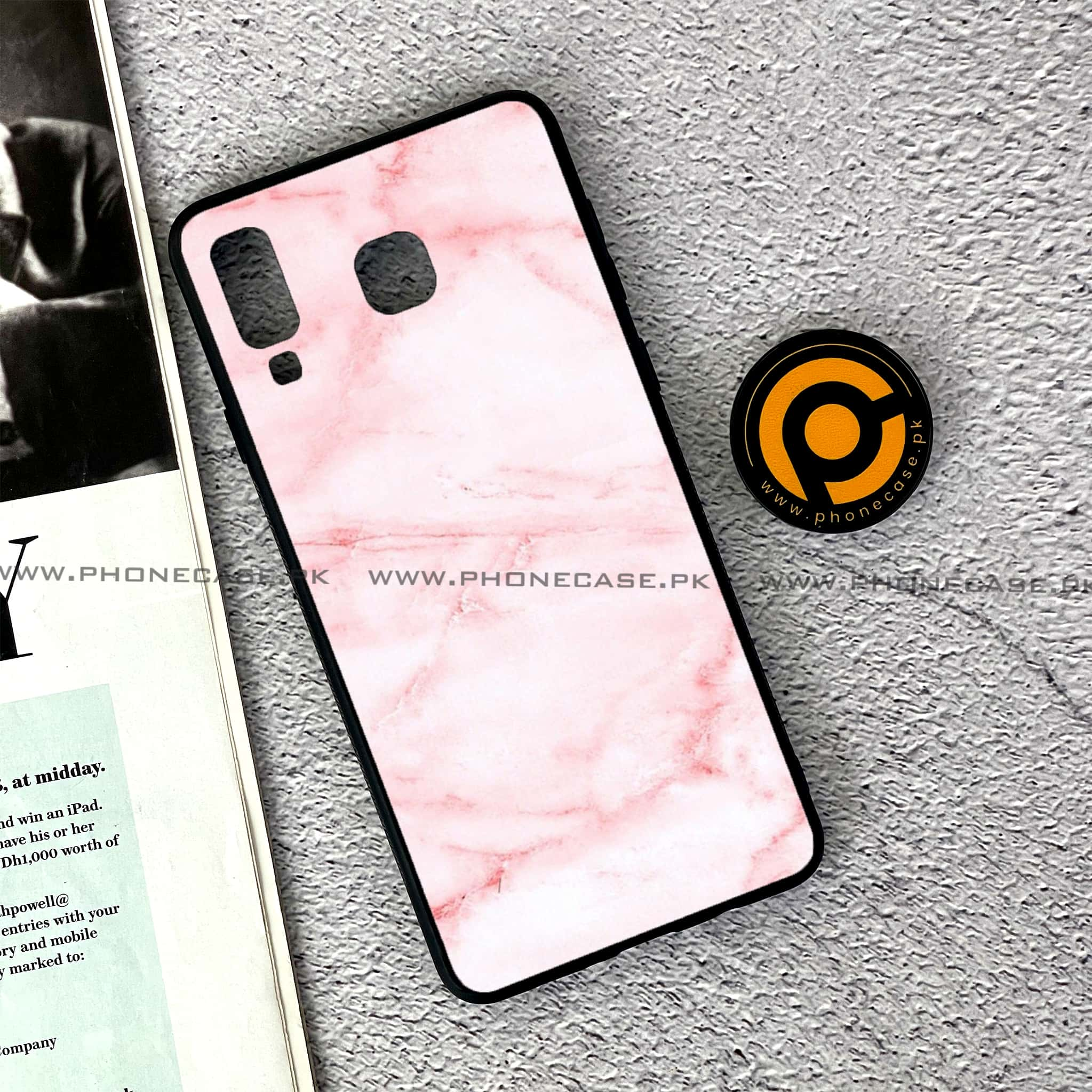 Samsung Galaxy A8 Star(A9 Star) - Pink Marble Series - Premium Printed Glass soft Bumper shock Proof Case