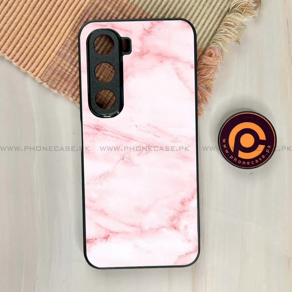 Infinix Hot 60i - Pink Marble Series - Premium Metal Printed soft Bumper shock Proof Case