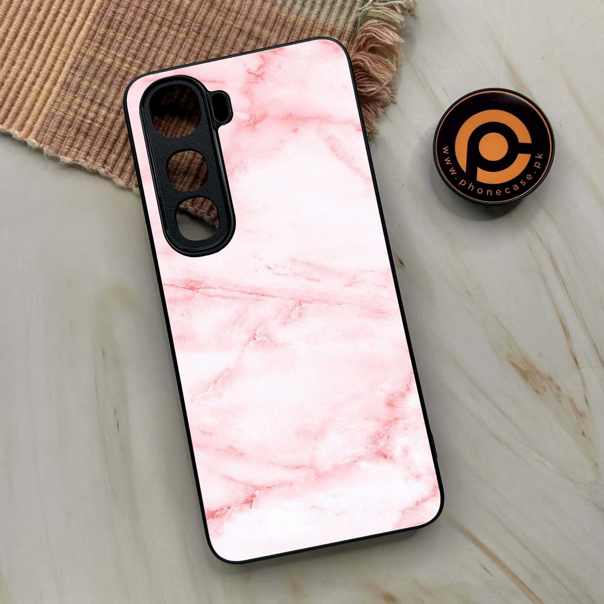 Vivo Y400 - Pink Marble Series - Premium Metal Printed soft Bumper shock Proof Case