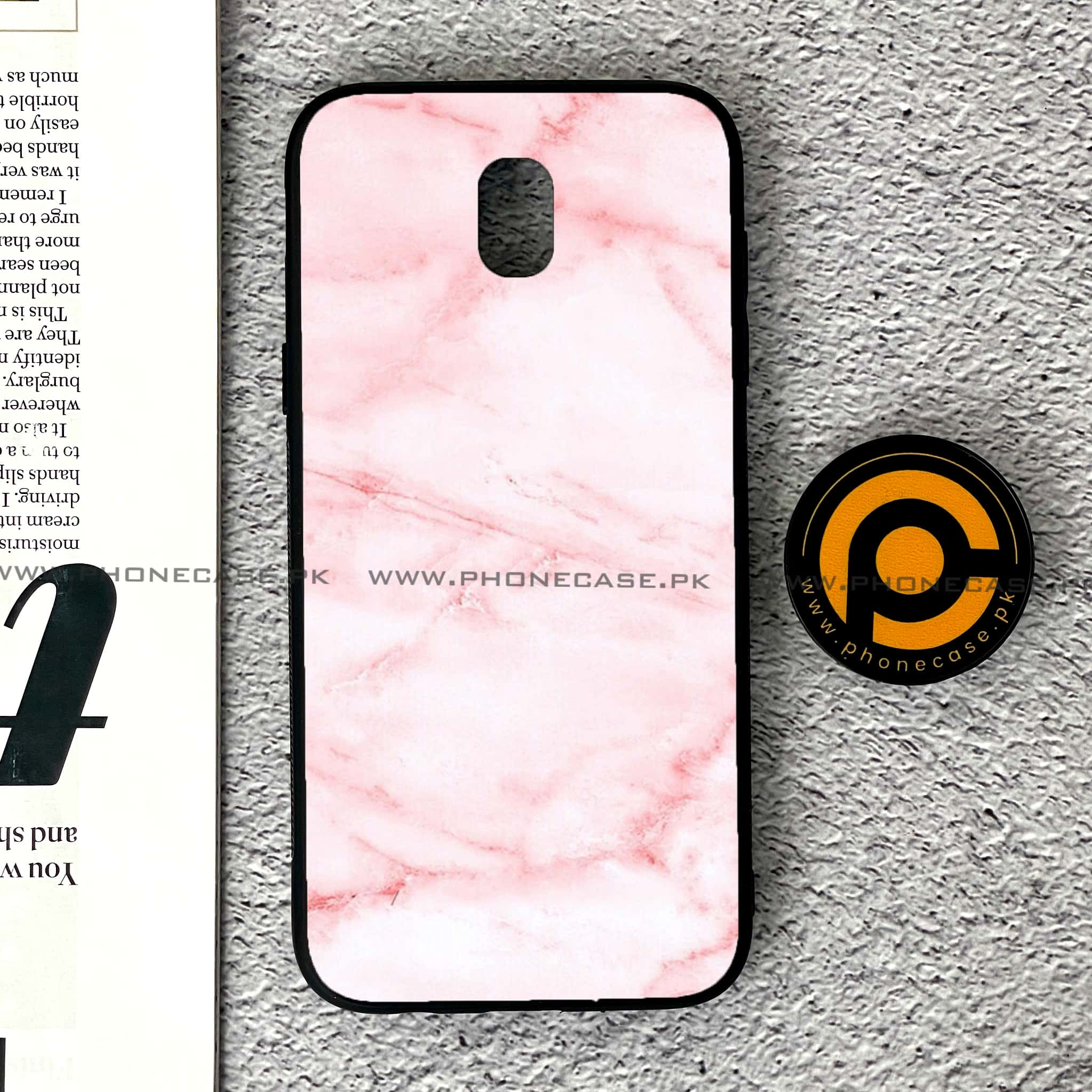 Samsung Galaxy J5 Pro 2017 - Pink Marble Series - Premium Printed Metal soft Bumper shock Proof Case