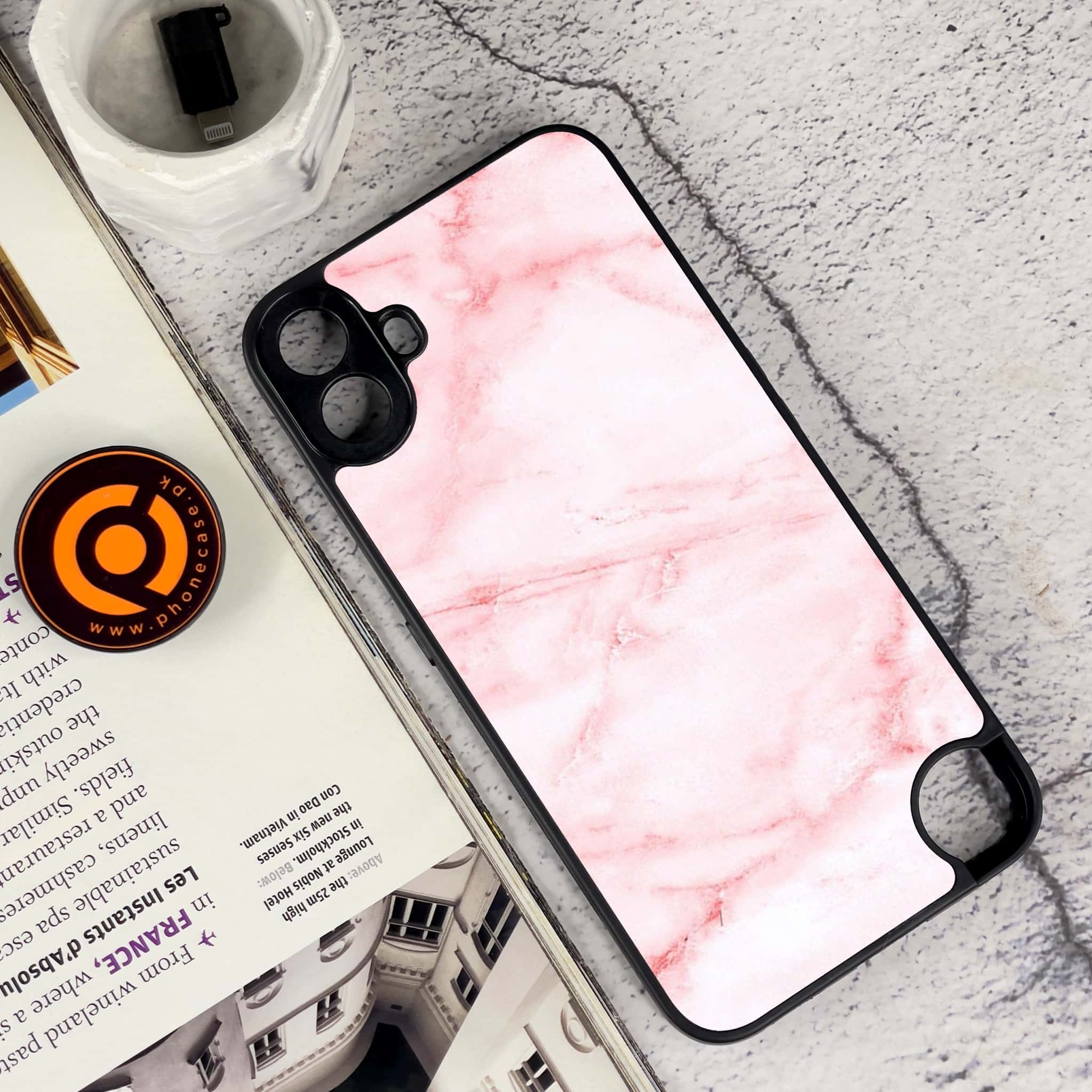 Nothing CMF Phone 1 - Pink Marble Series - Premium Metal Printed soft Bumper Shock Proof Case