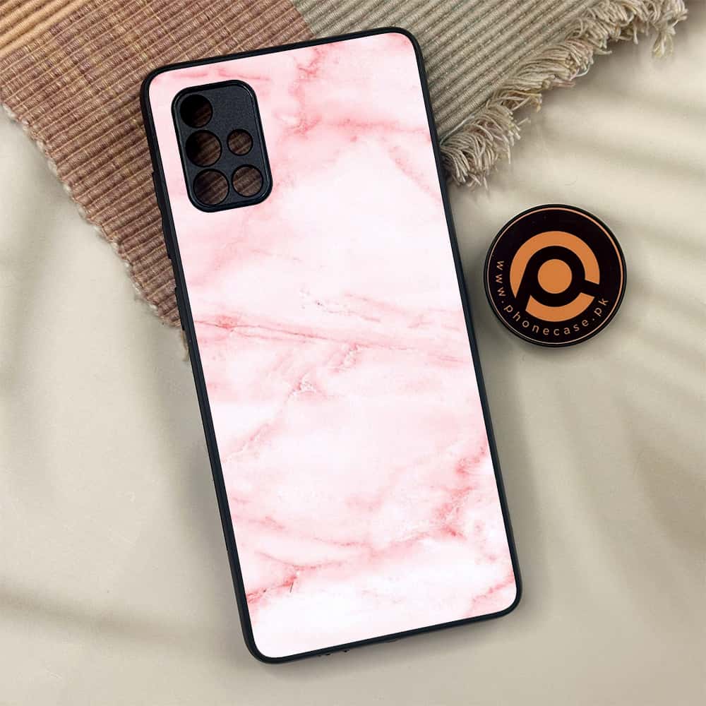Samsung Galaxy A71 - Pink Marble Series - Premium Metal Printed soft Bumper shock Proof Case