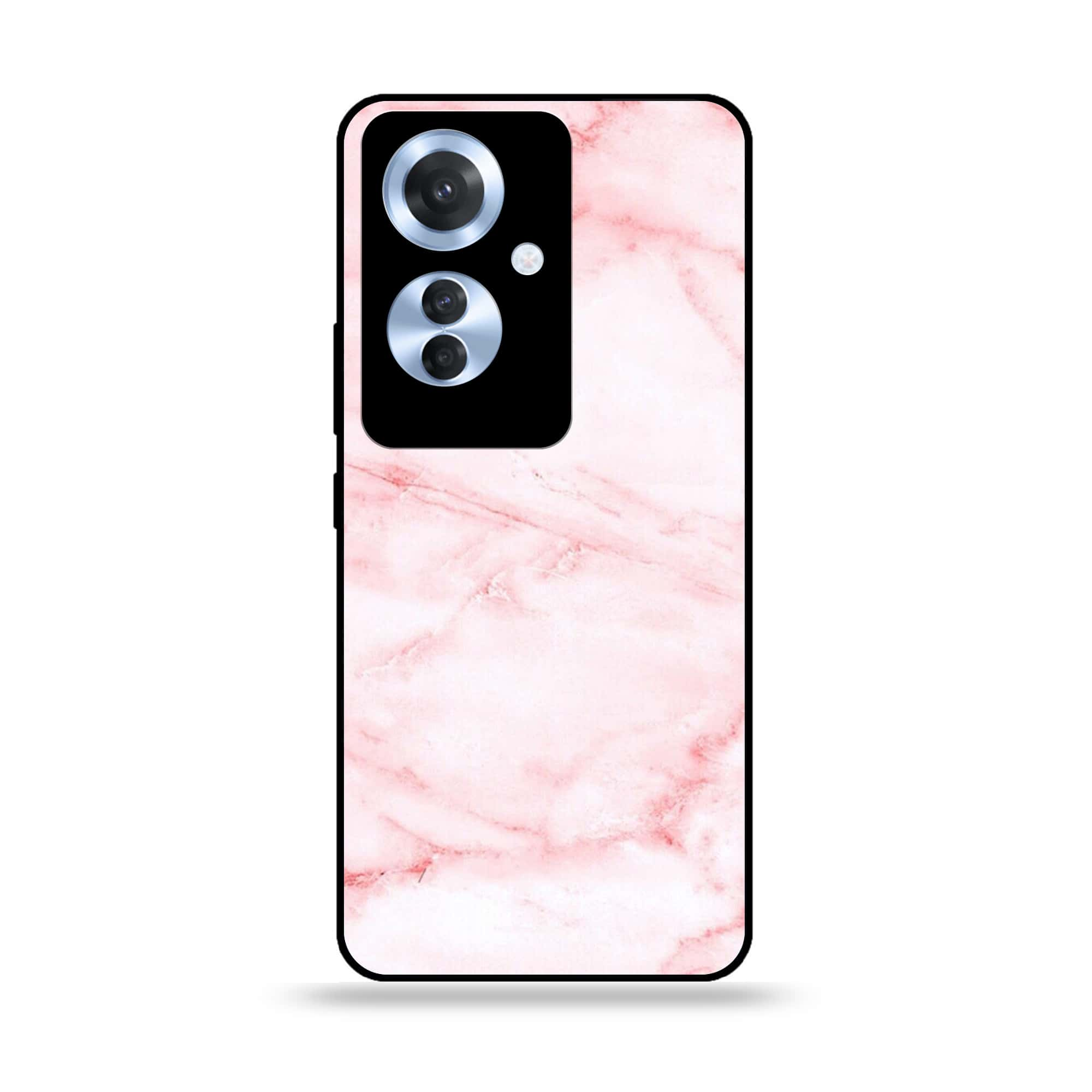 Oppo F25 Pro - Pink Marble Series - Premium Printed Glass soft Bumper shock Proof Case