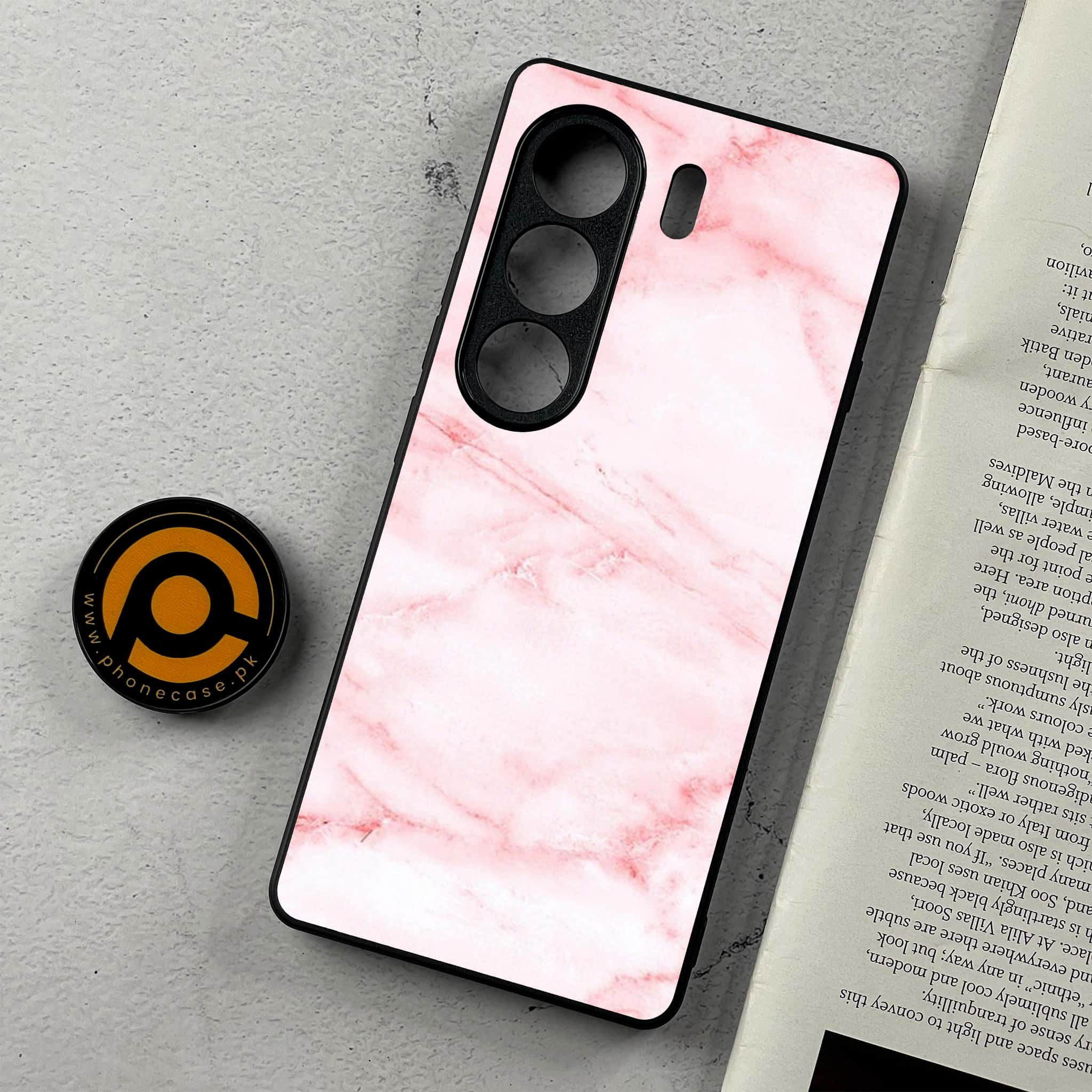 Tecno Camon 40 Pro - Pink Marble Series - Premium Metal Printed Soft Bumper Shockproof Case
