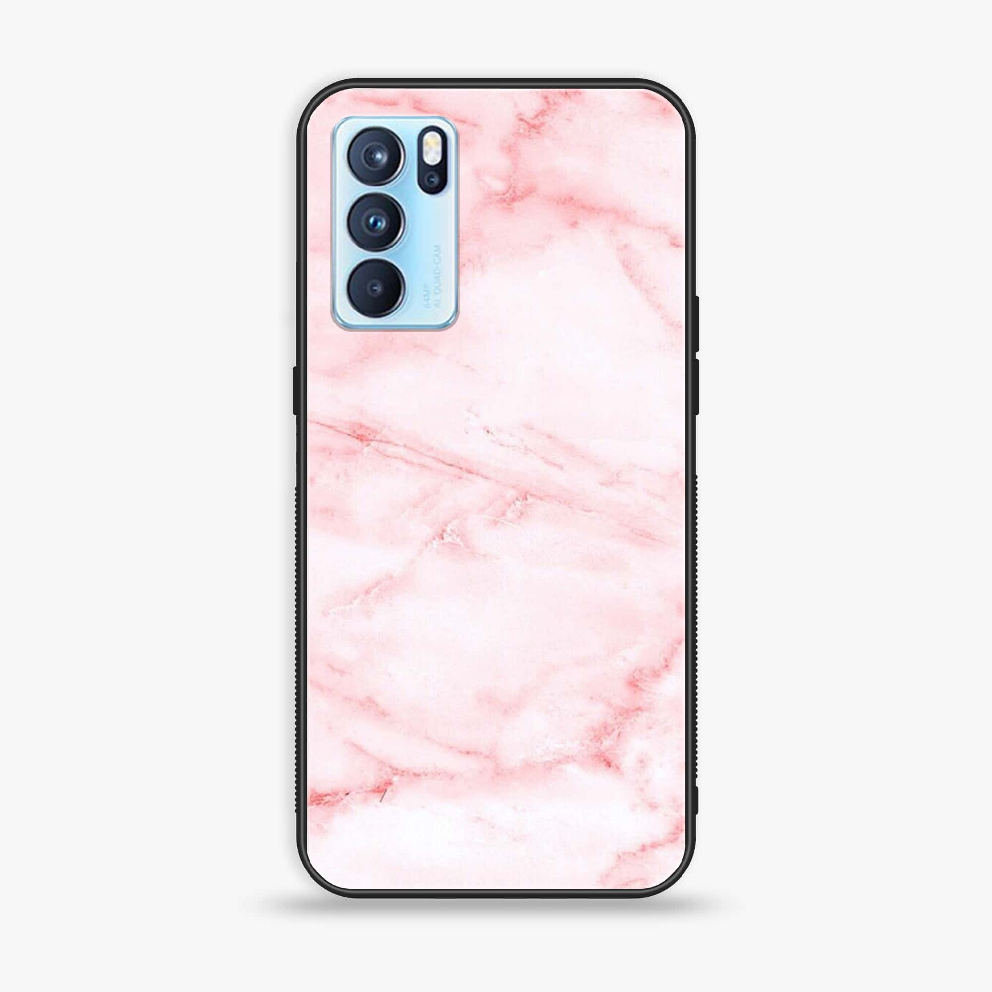 Oppo Reno 6 Pro - Pink Marble Series - Premium Printed Glass soft Bumper shock Proof Case