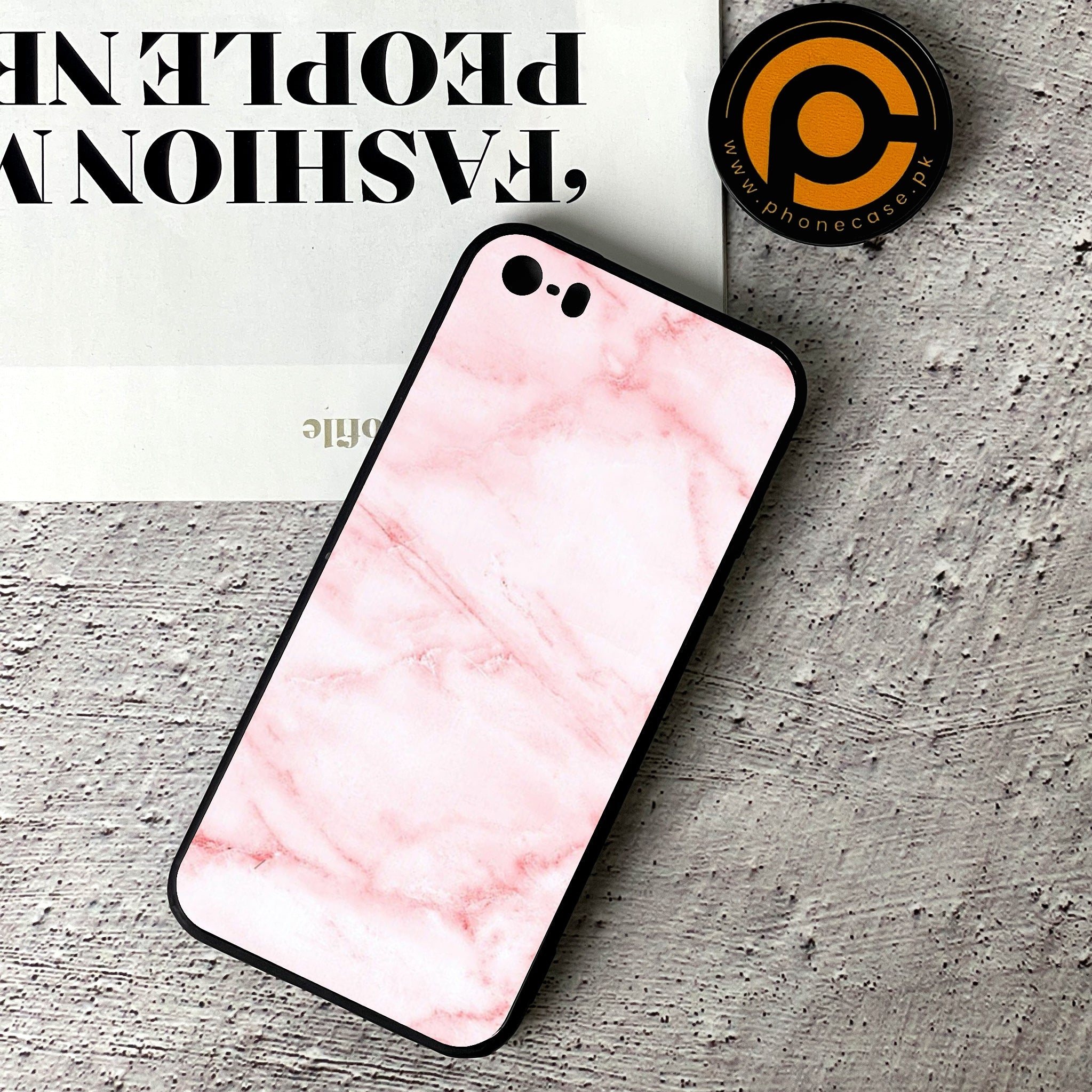 iPhone 5/5c/5s - Pink Marble Series - Premium Printed Glass soft Bumper shock Proof Case