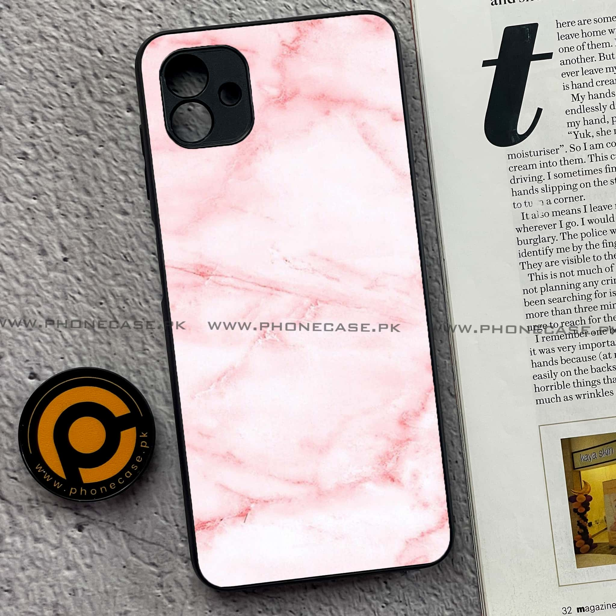 Samsung Galaxy A04 - Pink Marble Series - Premium Printed Glass soft Bumper shock Proof Case