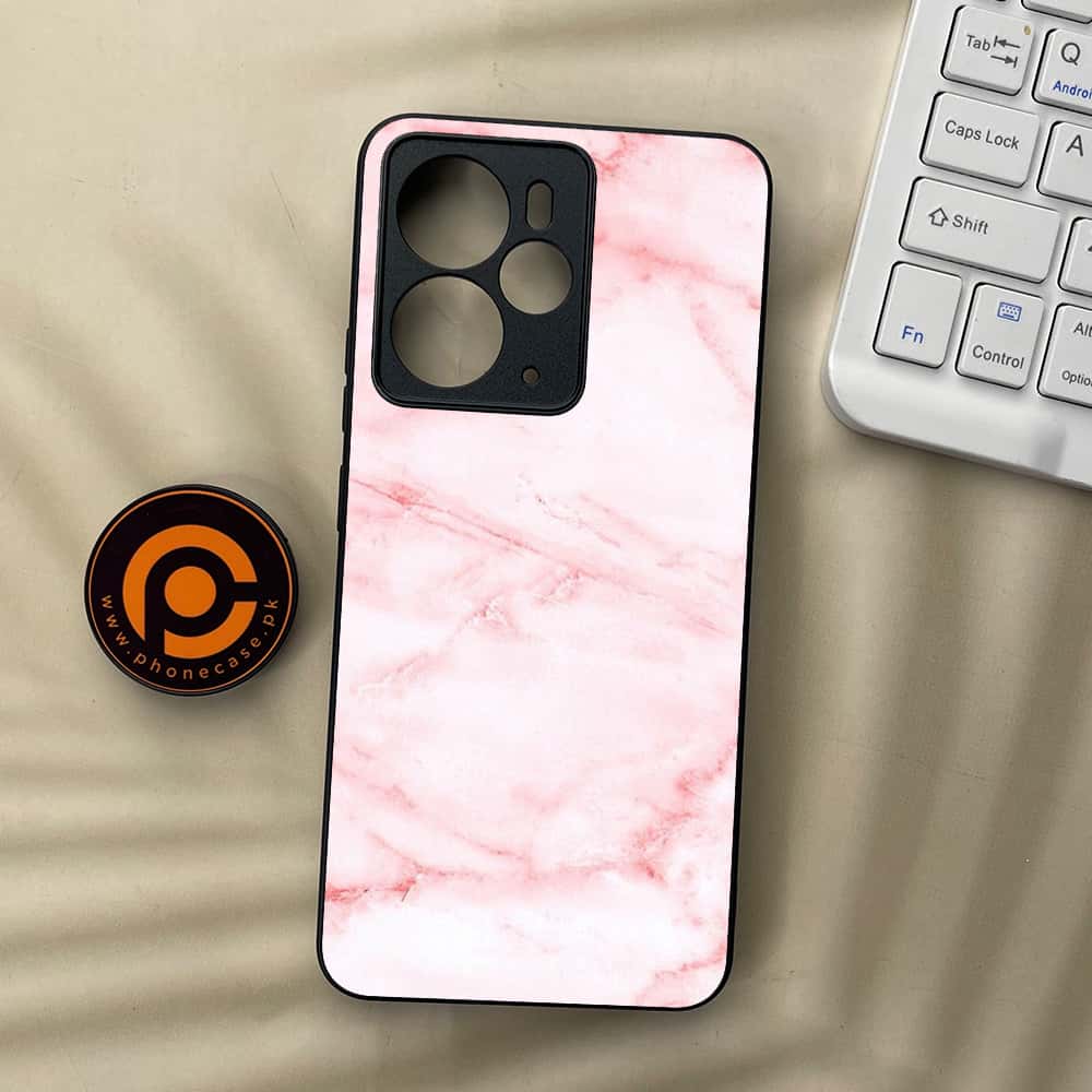 Realme 14T 5G - Pink Marble Series - Premium Metal Printed soft Bumper Shock Proof Case