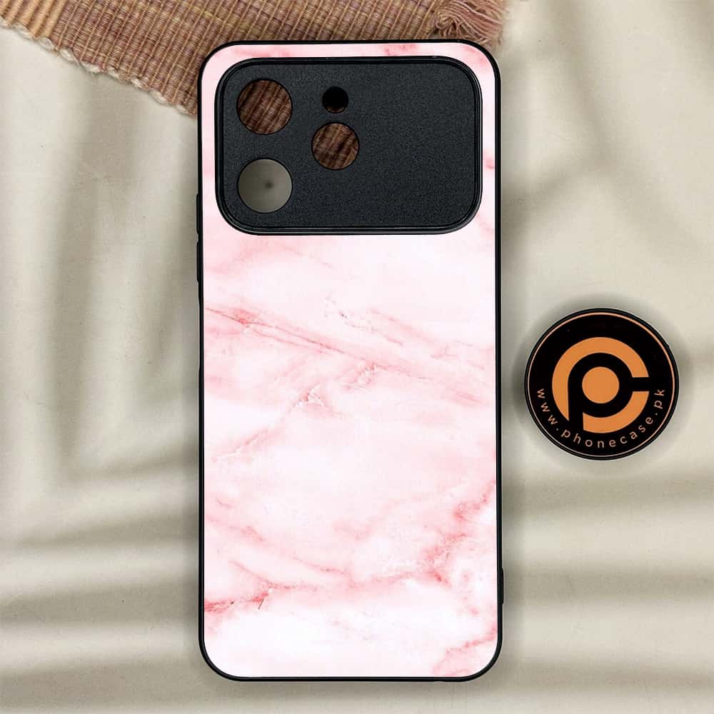 Tecno Spark 40 - Pink Marble Series - Premium Metal Printed soft Bumper shock Proof Case