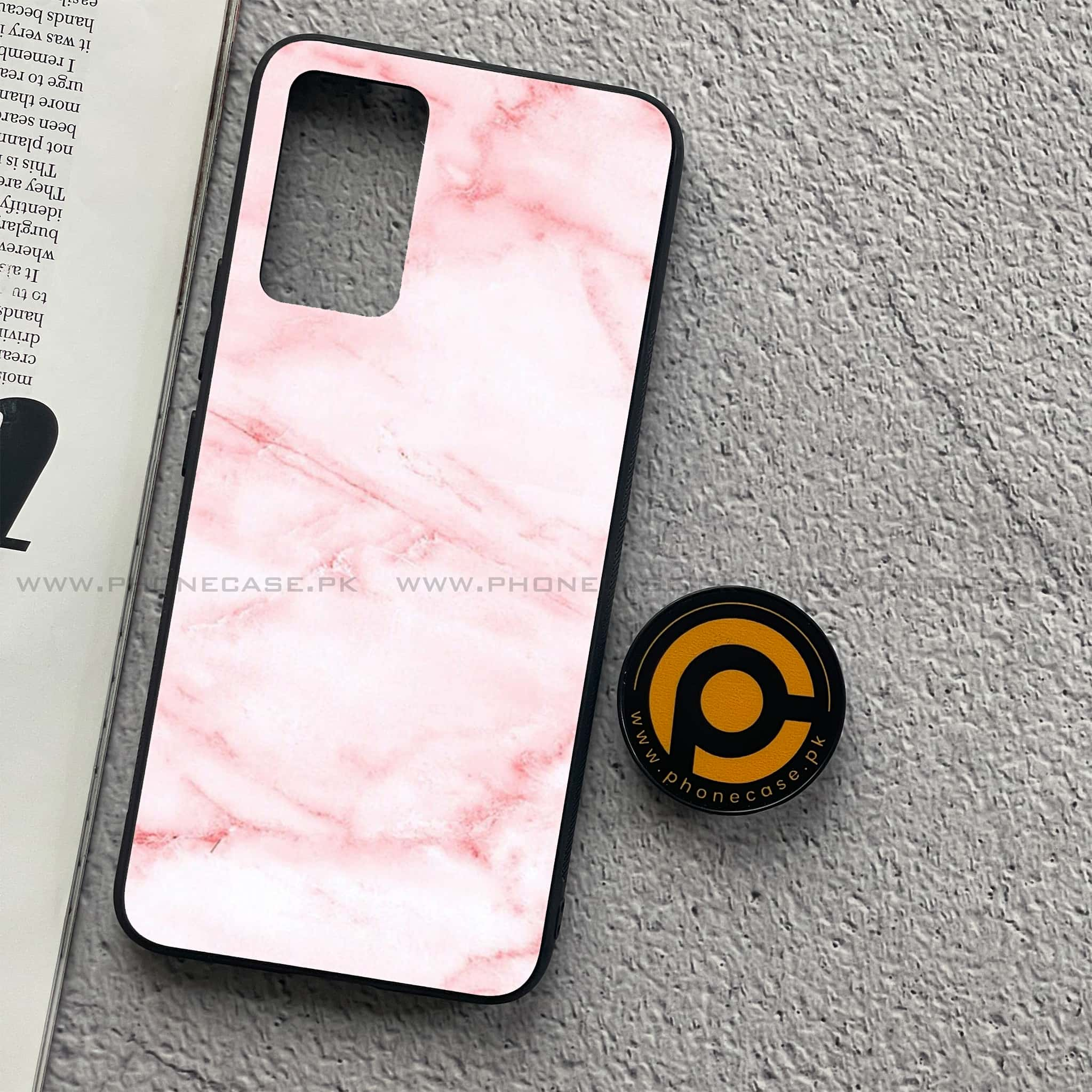 Vivo V21 - Pink Marble Series - Premium Printed Glass soft Bumper shock Proof Case