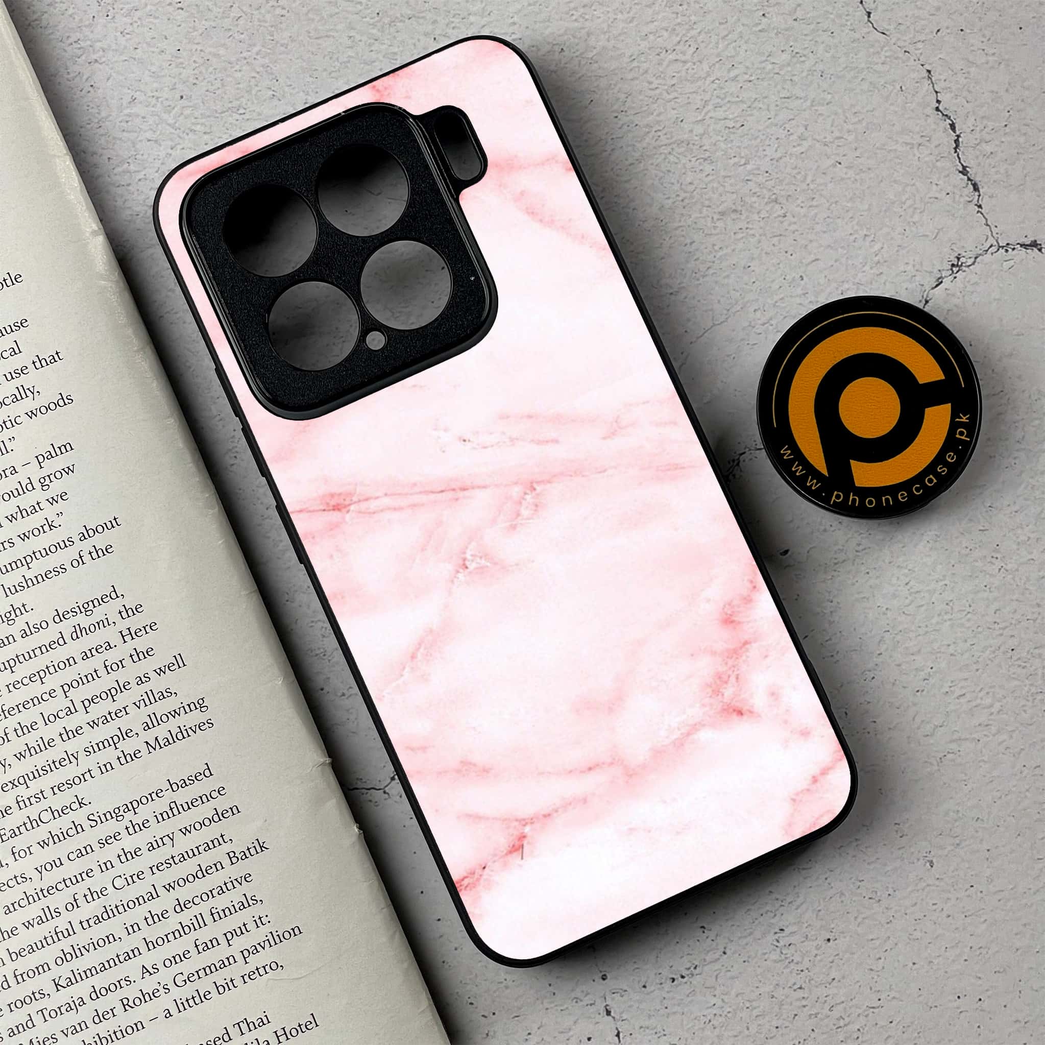 Xiaomi 15 - Pink Marble Series- Premium Metal Printed soft Bumper shock Proof Case