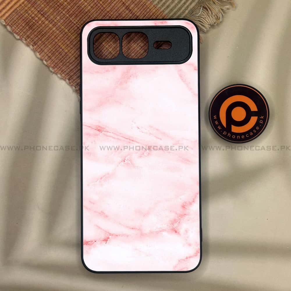 Infinix Smart 10 Plus - Pink Marble Series - Premium Metal Printed soft Bumper shock Proof Case