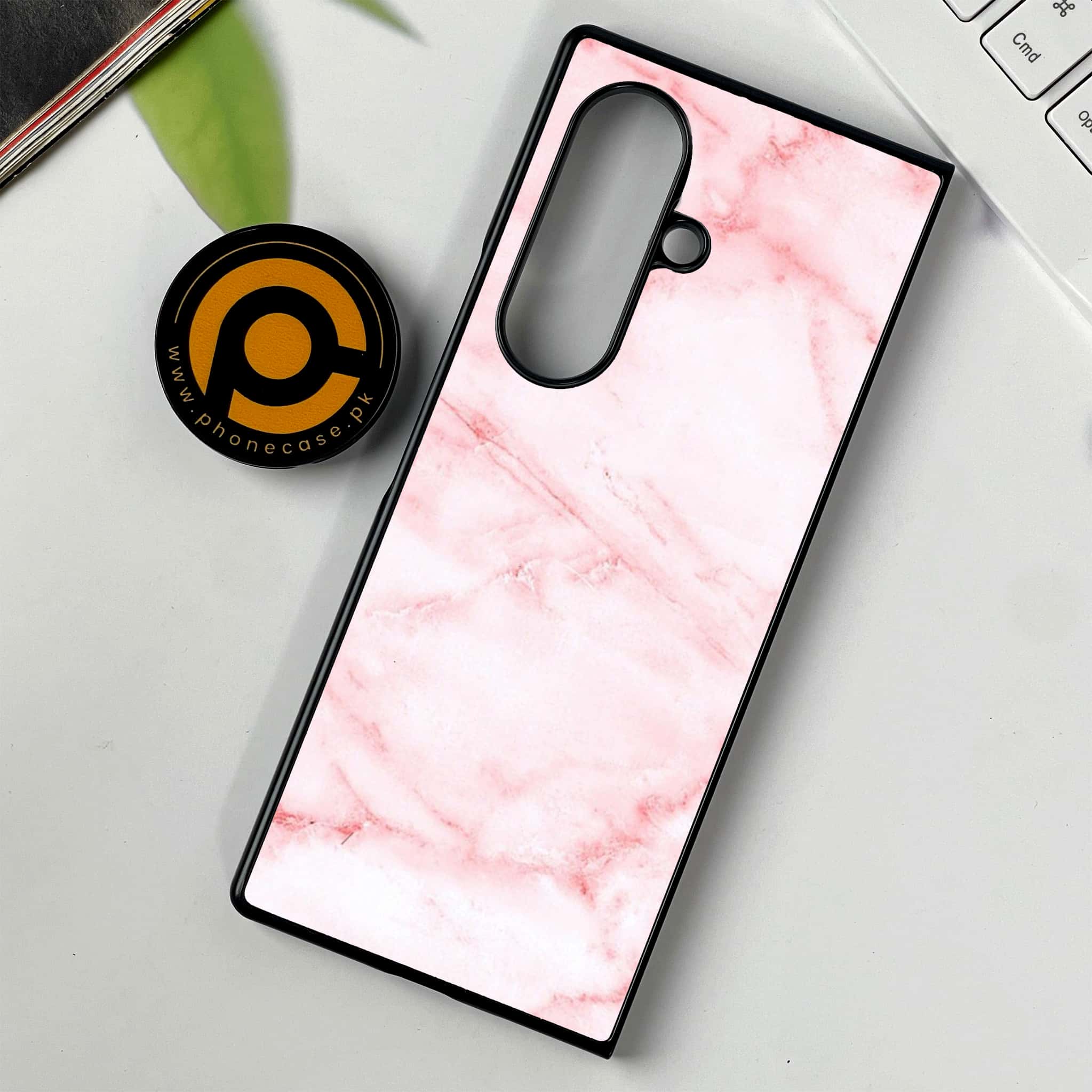 Samsung Galaxy Z Fold 7 - Pink Marble Series - Premium Metal Printed soft Bumper shock Proof Case