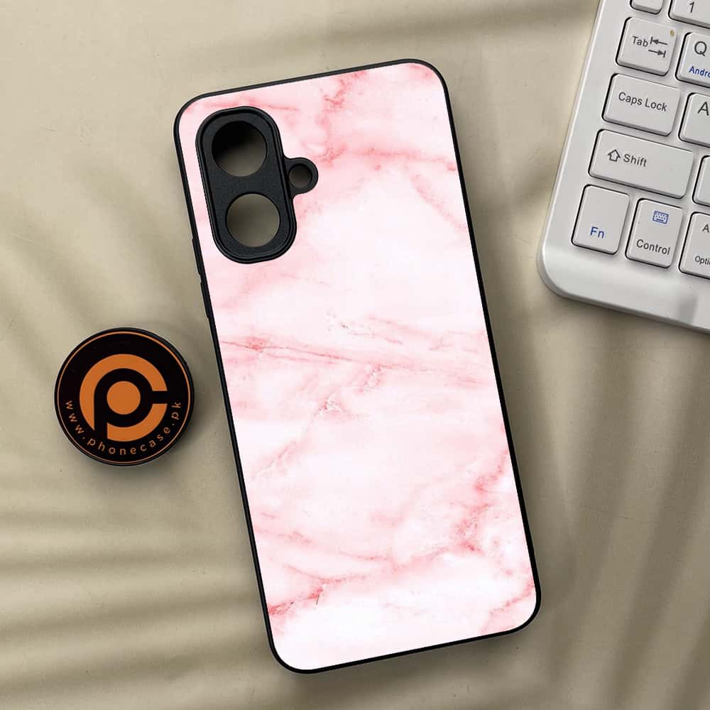 Tecno Pop 10 - Pink Marble Series - Premium Metal Printed soft Bumper Shock Proof Case