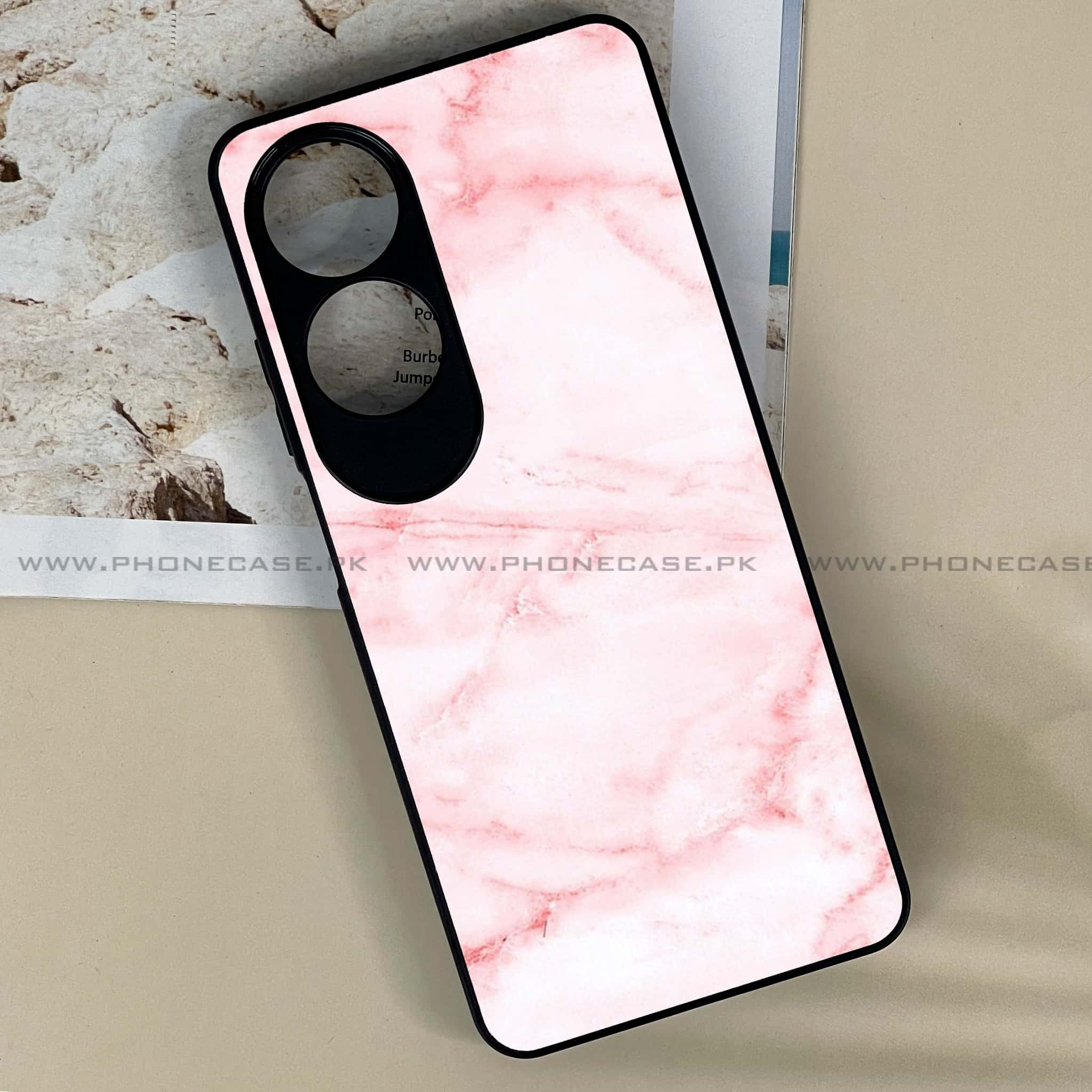 Oppo A60 - Pink Marble Series - Premium Printed Metal soft Bumper shock Proof Case