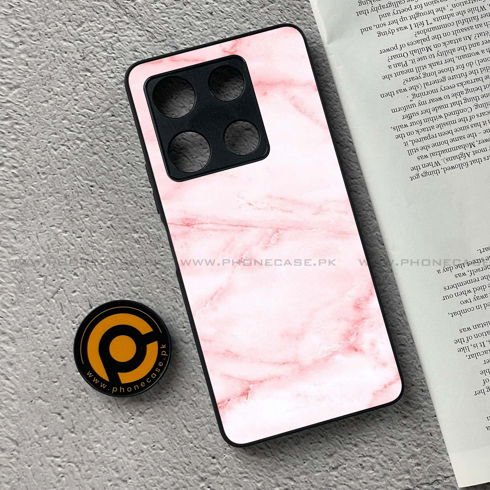 Infinix Note 30 Pro - Pink Marble Series - Premium Metal Printed soft Bumper shock Proof Case