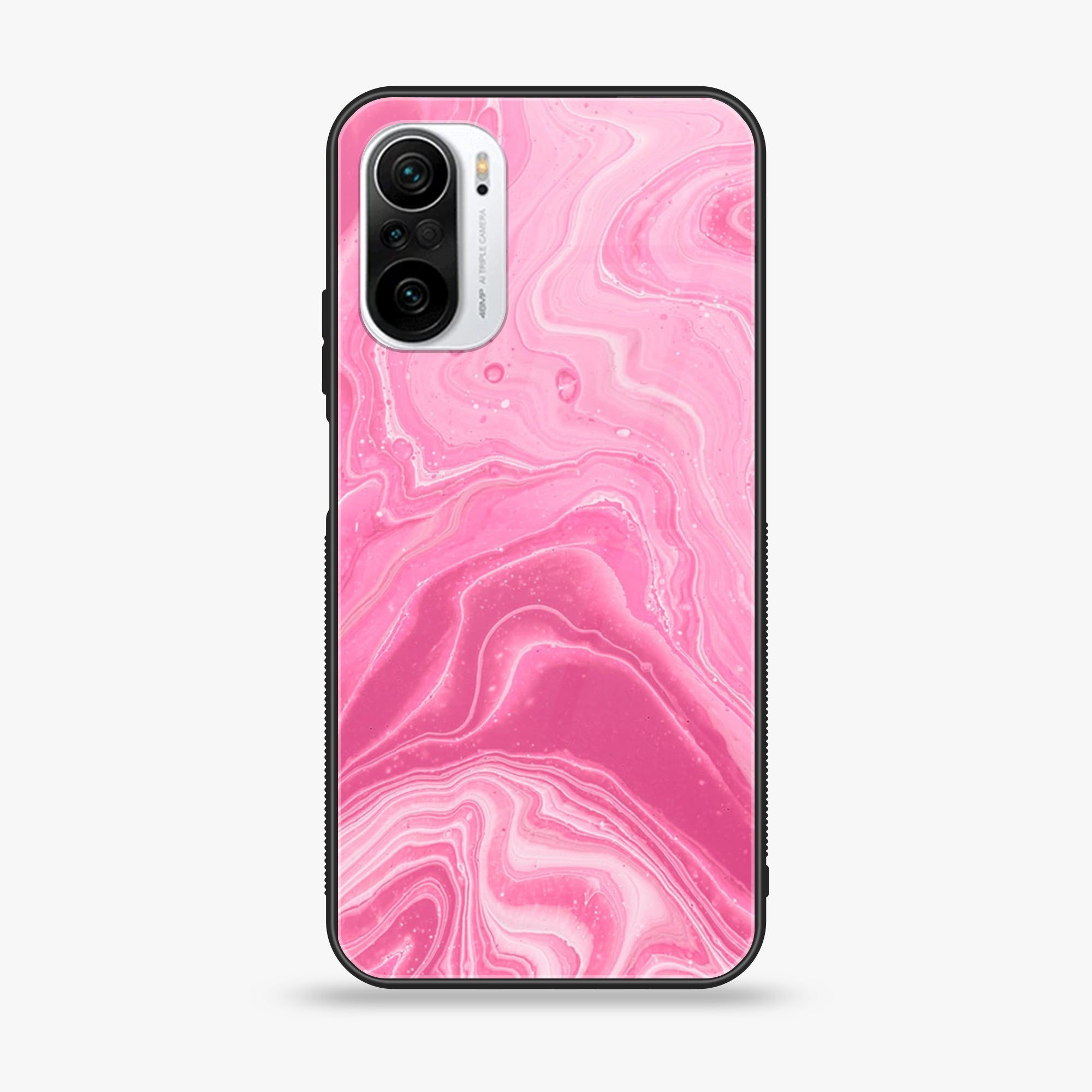 Xiaomi Poco F3 - Pink marble Series - Premium Printed Glass soft Bumper shock Proof Case